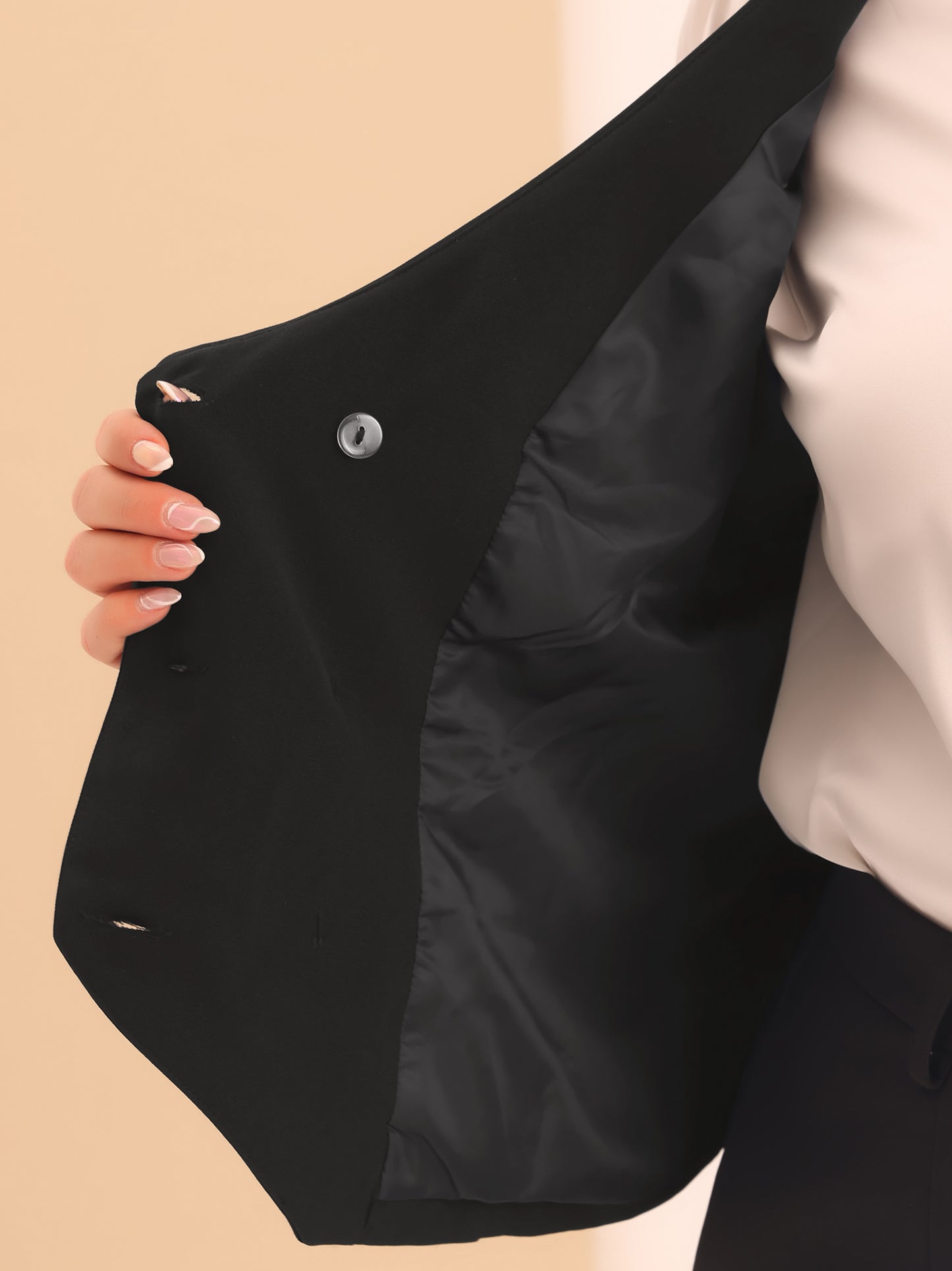 Women Plus Size Suit Vest Double Breasted Vintage Lapel Collar Dressy Waistcoat Vest with 2 Pockets