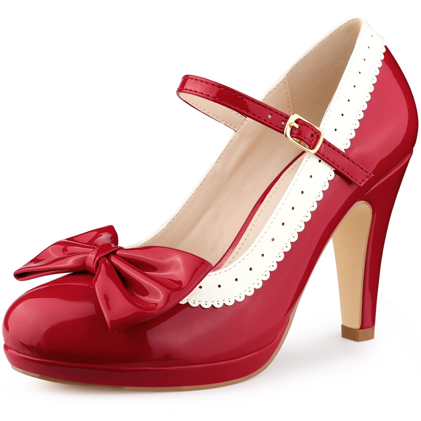 Zapatos retro para mujer con plataforma y lazo, tacones de aguja, zapatos Mary Jane