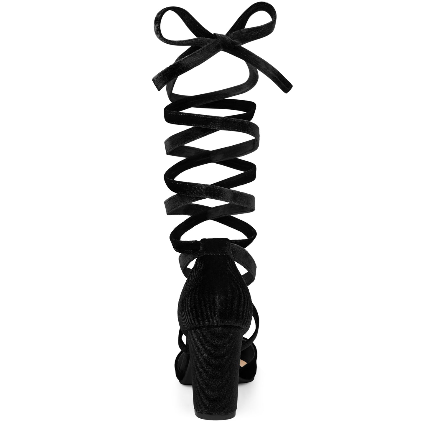 Zapatos de tacón grueso con cordones y punta puntiaguda de terciopelo para mujer