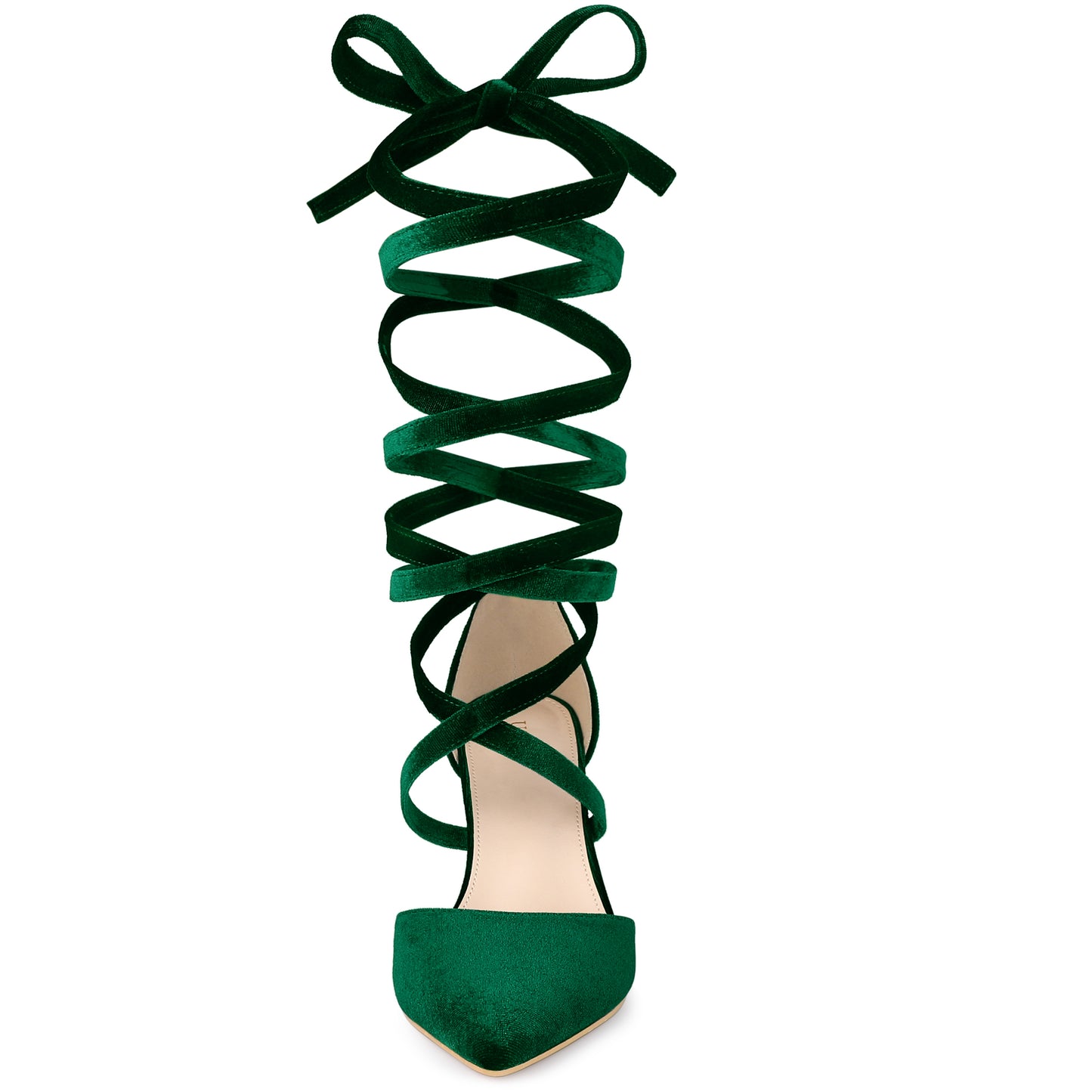 Zapatos de tacón grueso con cordones y punta puntiaguda de terciopelo para mujer