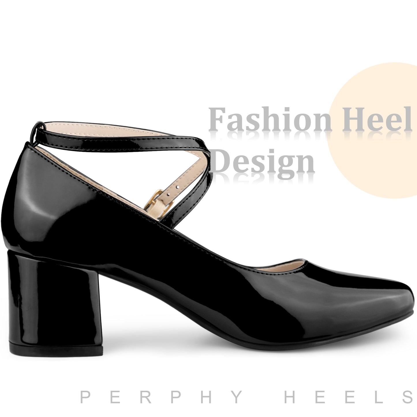 Zapatos Mary Jane de punta cuadrada y tacón de bloque metálicos para mujer