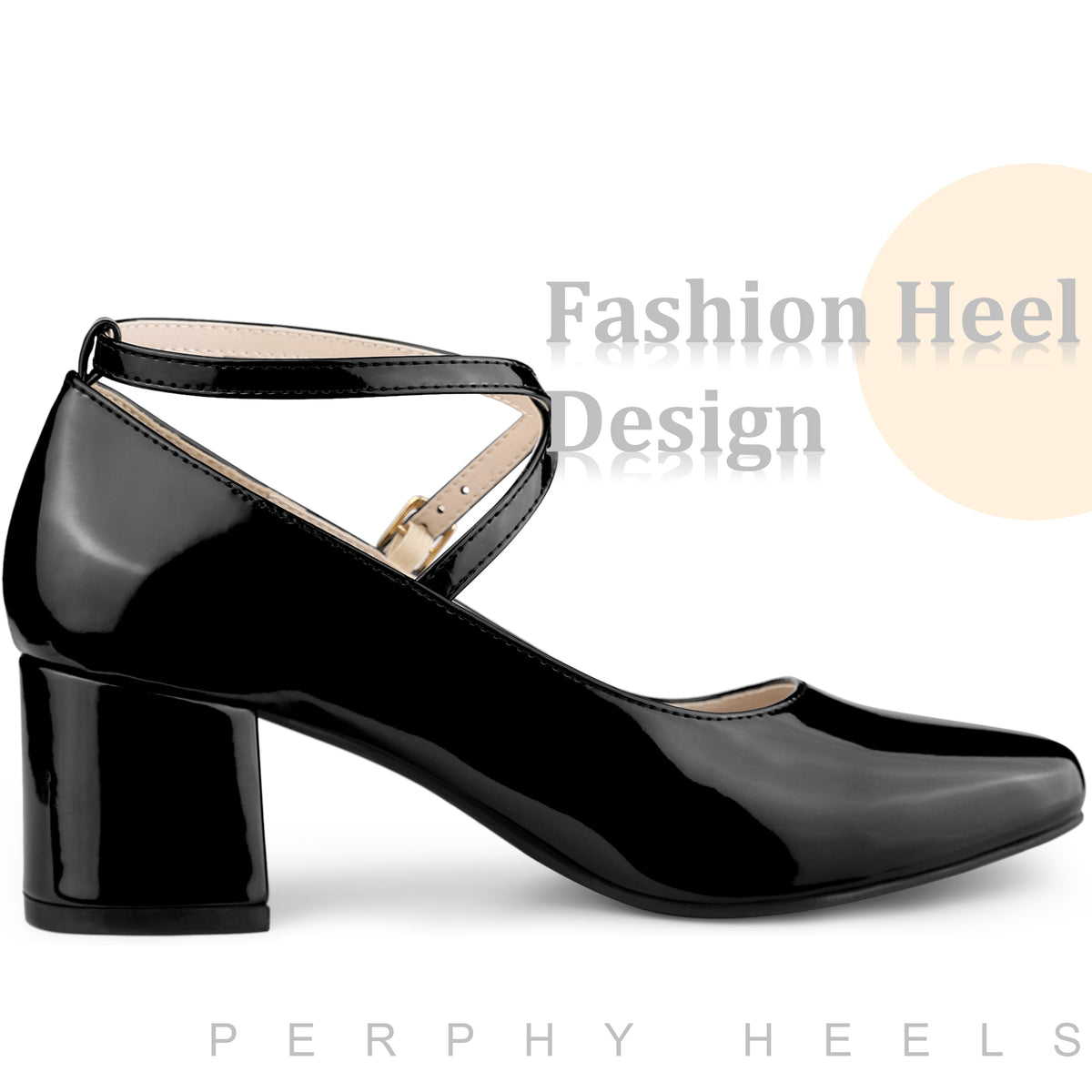Women Mary Jane Square Toe Heels Block Heel Metallic Pumps