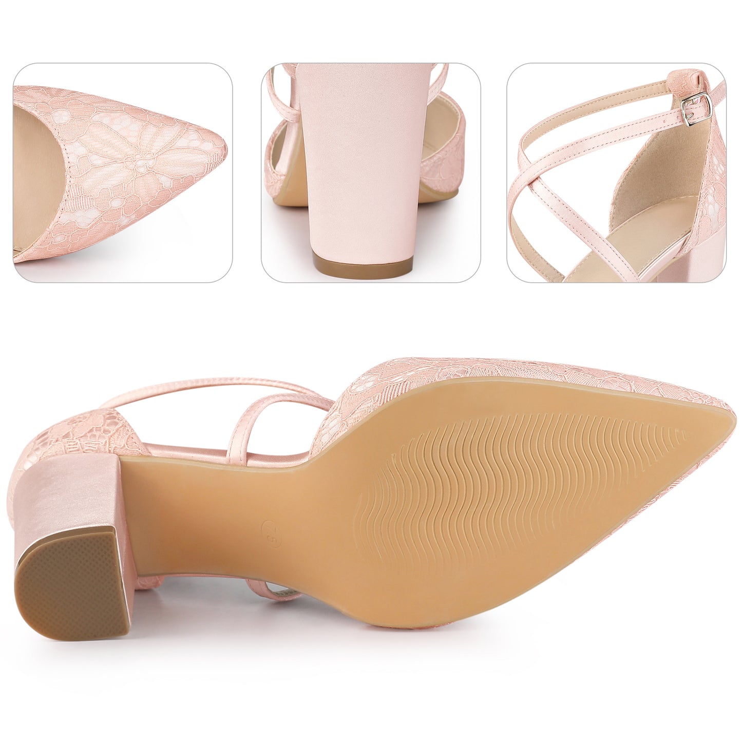 Zapatos de tacón de bloque con puntera cerrada y tiras cruzadas para mujer