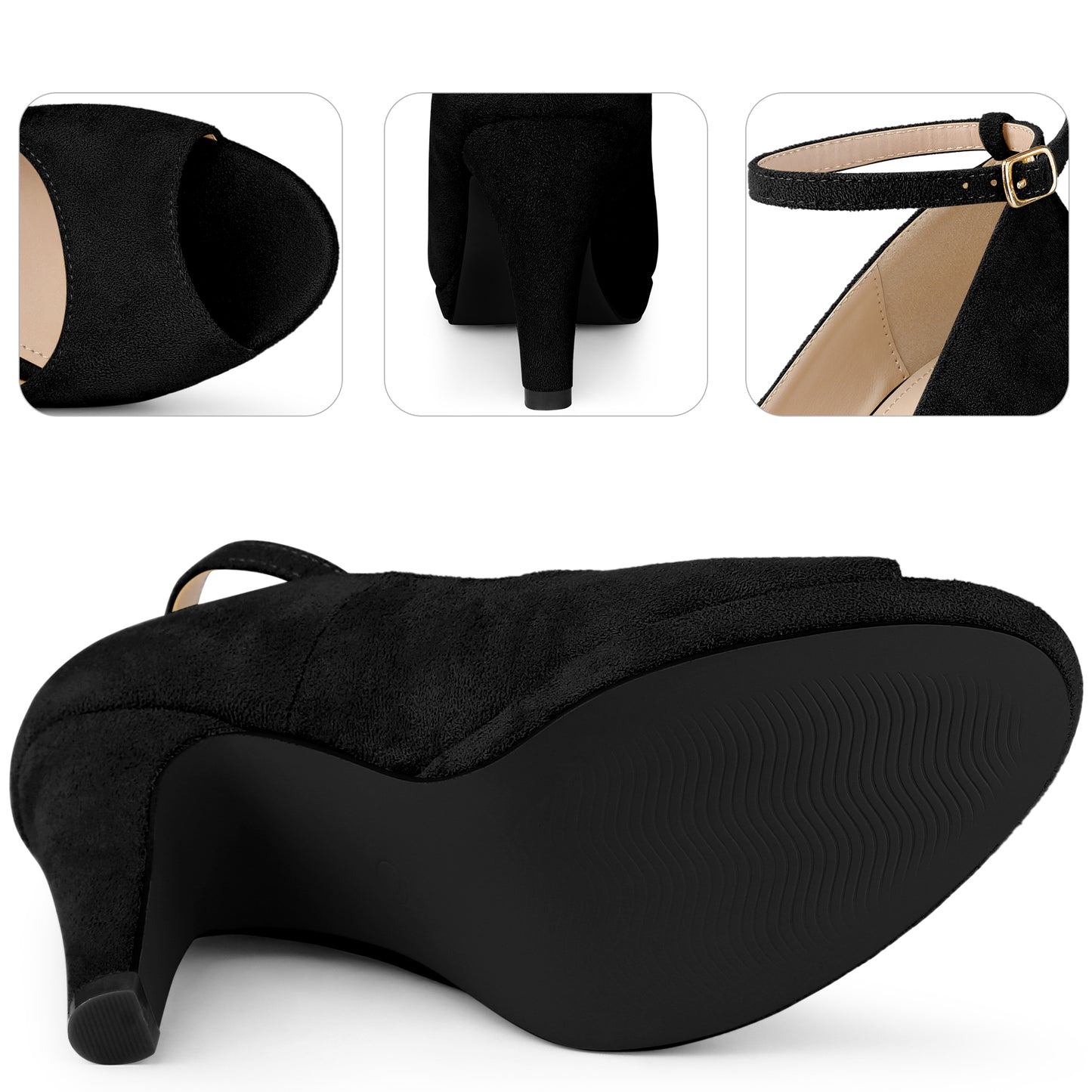 Zapatos de tacón de aguja con plataforma y tiras al tobillo para mujer