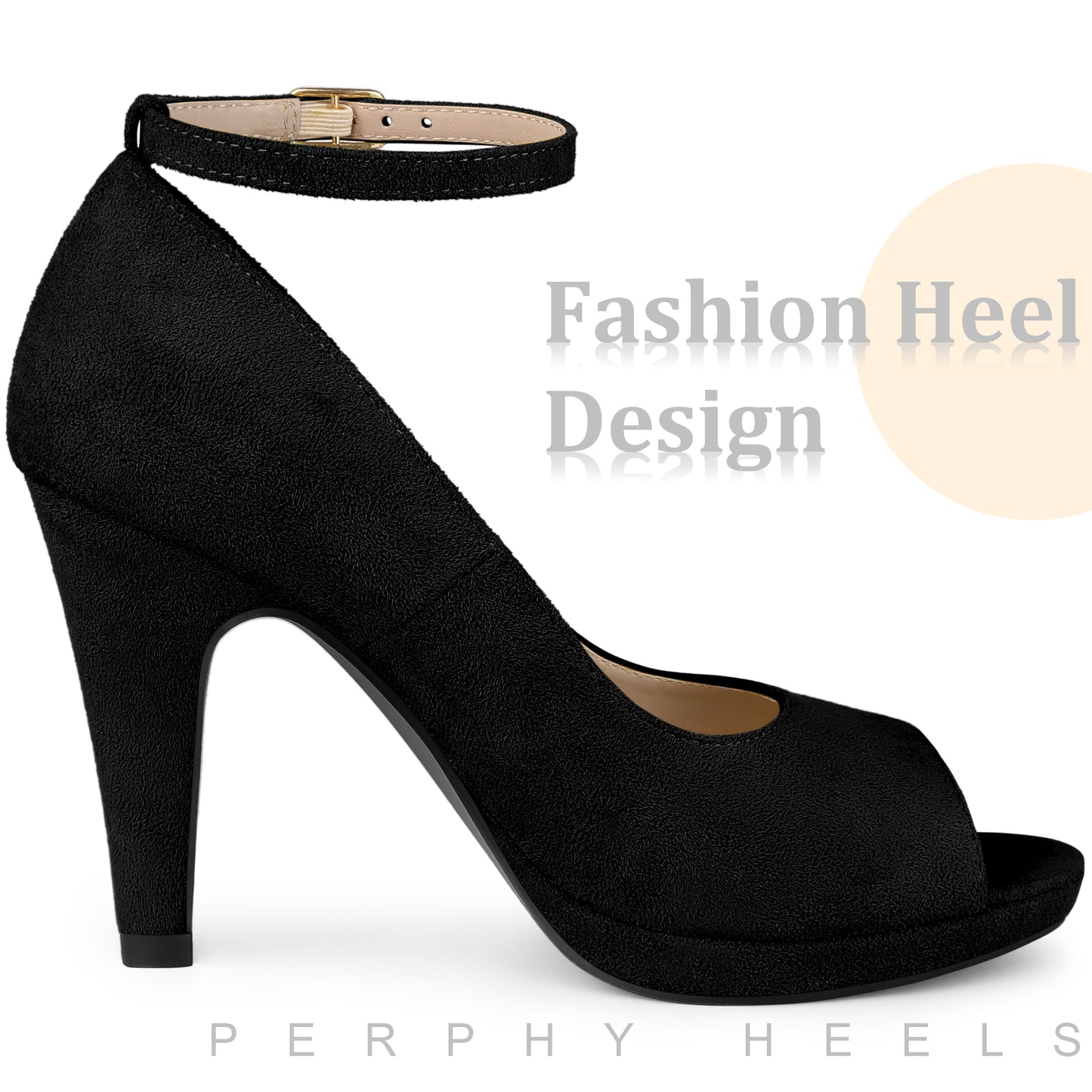 Zapatos de tacón de aguja con plataforma y tiras al tobillo para mujer