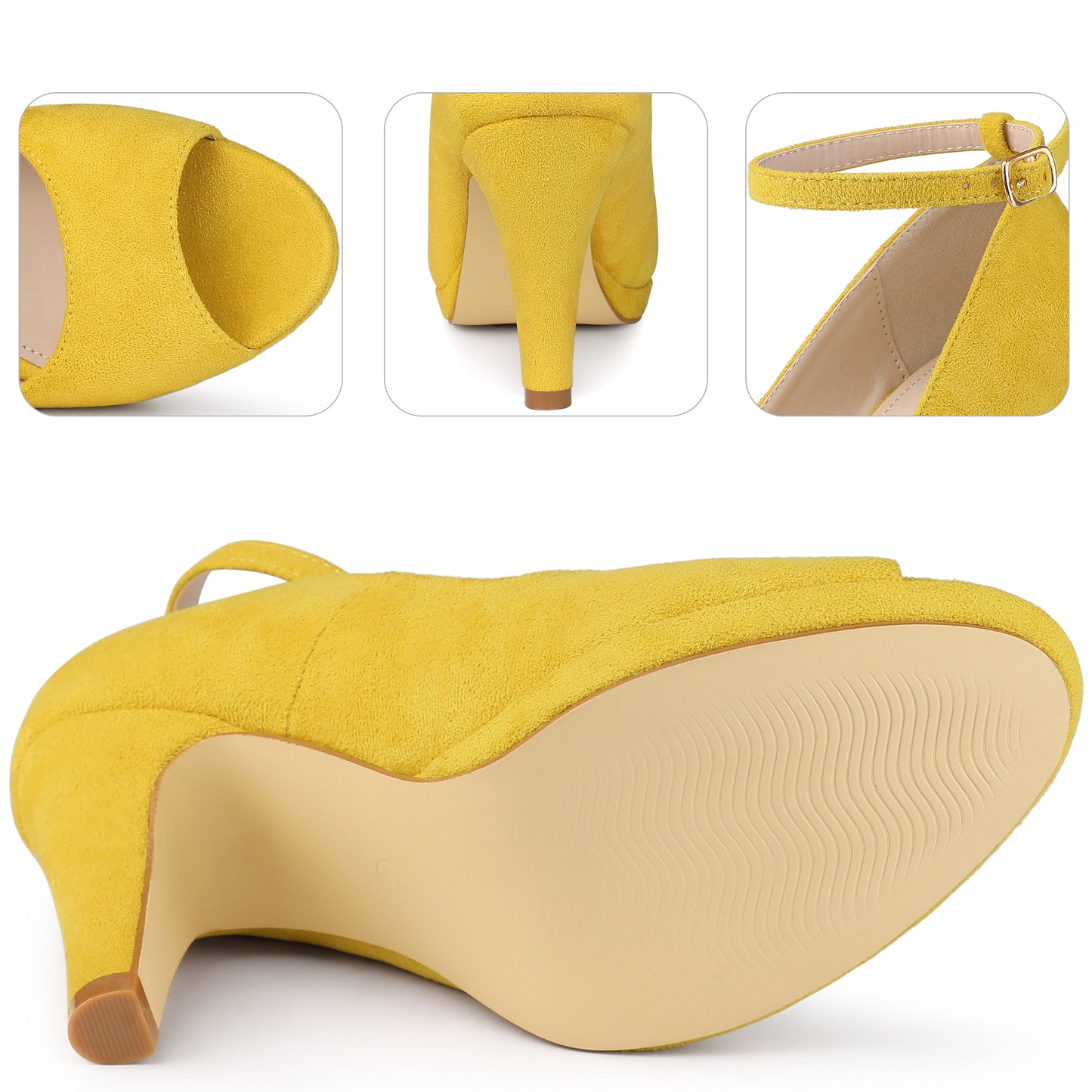 Zapatos de tacón de aguja con plataforma y tiras al tobillo para mujer