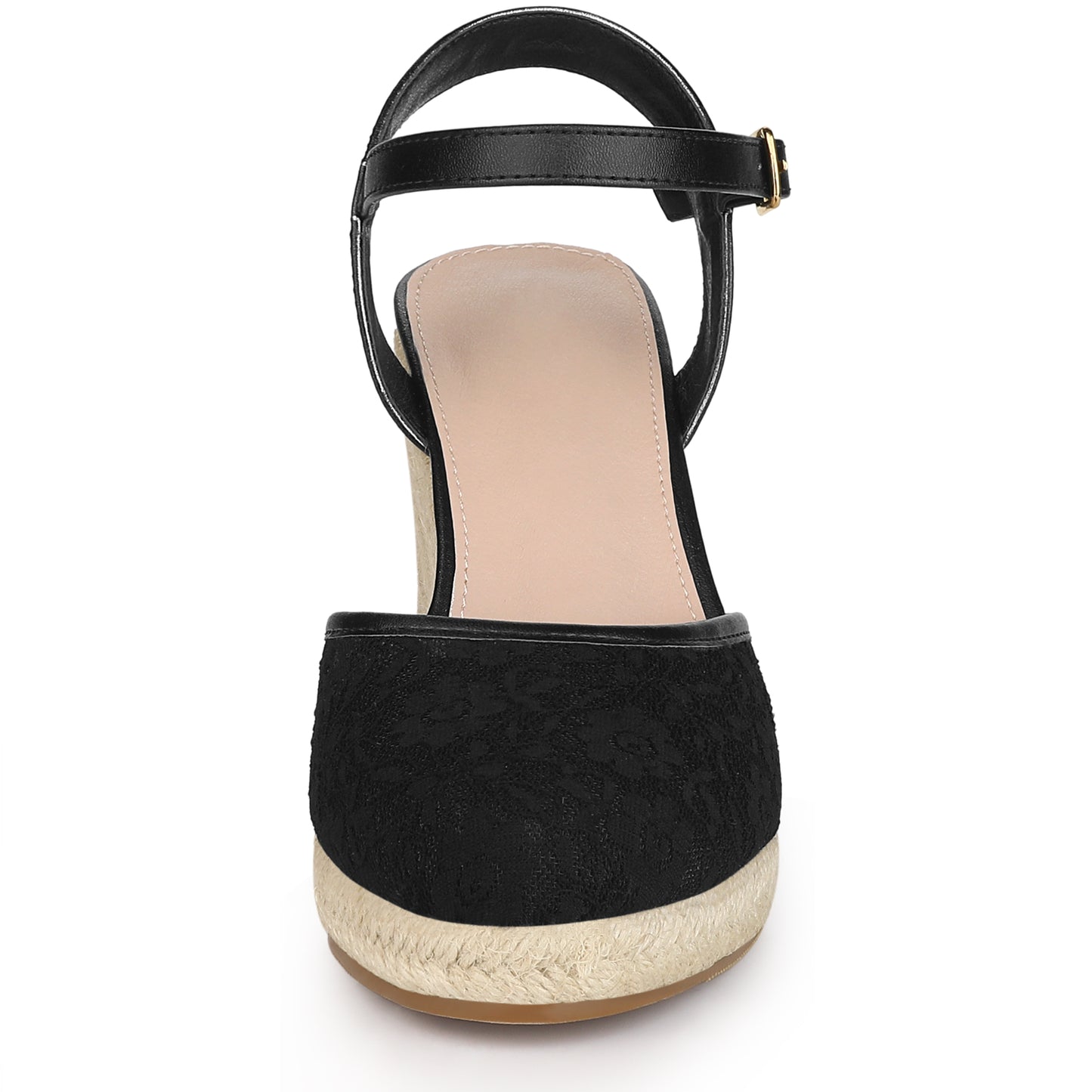 Women's Closed Toe Platform Espadrilles Lace Wedge Heel Sandals