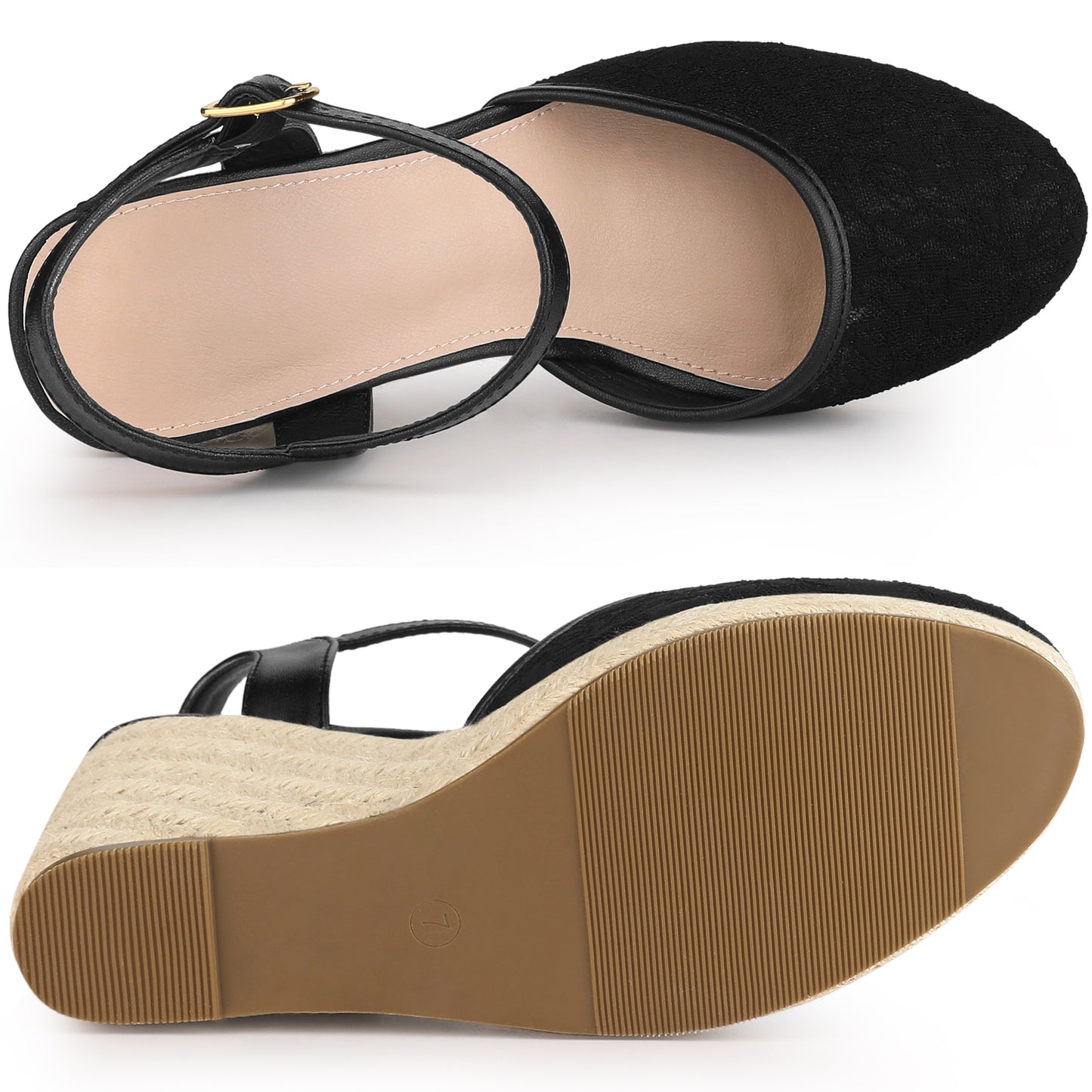 Women's Closed Toe Platform Espadrilles Lace Wedge Heel Sandals