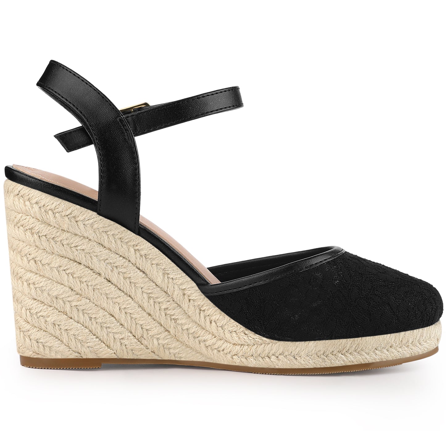 Women's Closed Toe Platform Espadrilles Lace Wedge Heel Sandals