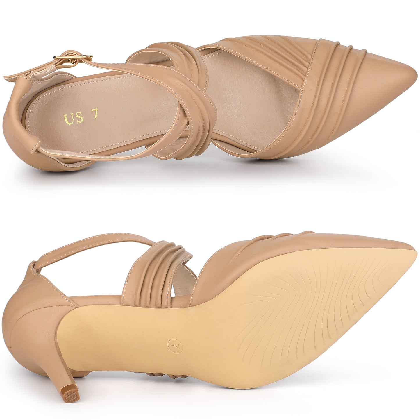 Zapatos de tacón de aguja con punta puntiaguda y tiras cruzadas para mujer