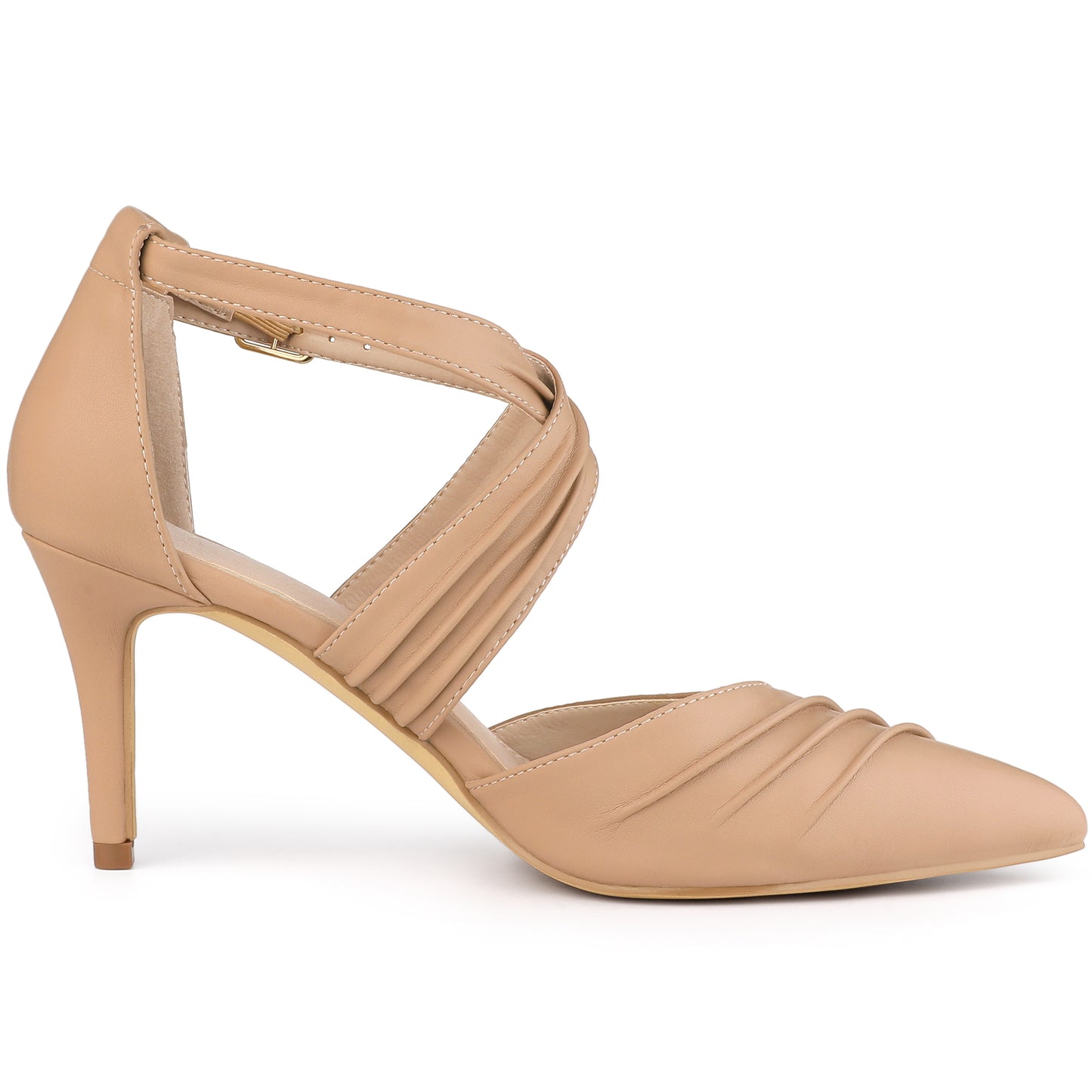 Zapatos de tacón de aguja con punta puntiaguda y tiras cruzadas para mujer