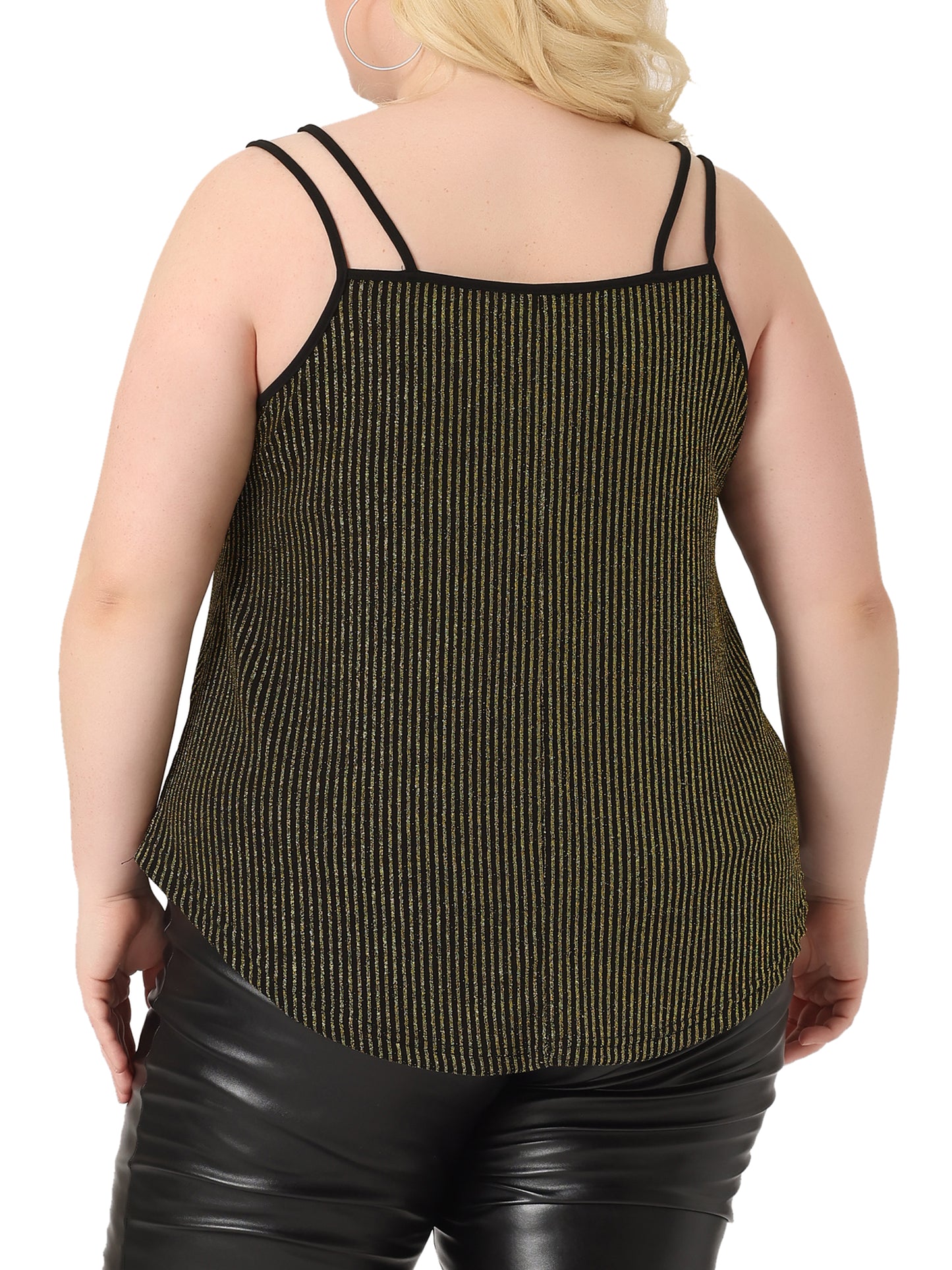 Women Plus Size Top Sleeveless V Neck Tank Cami Party Glitter Sparkle Top
