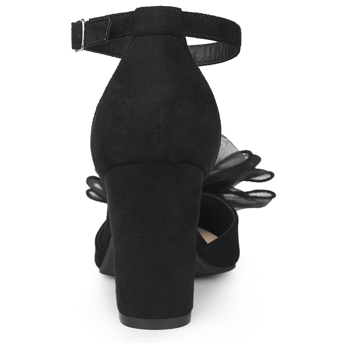 Sandalias de tacón grueso con punta cerrada y lazo para mujer
