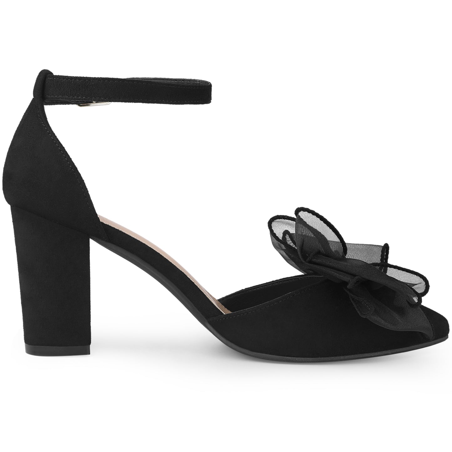 Sandalias de tacón grueso con punta cerrada y lazo para mujer
