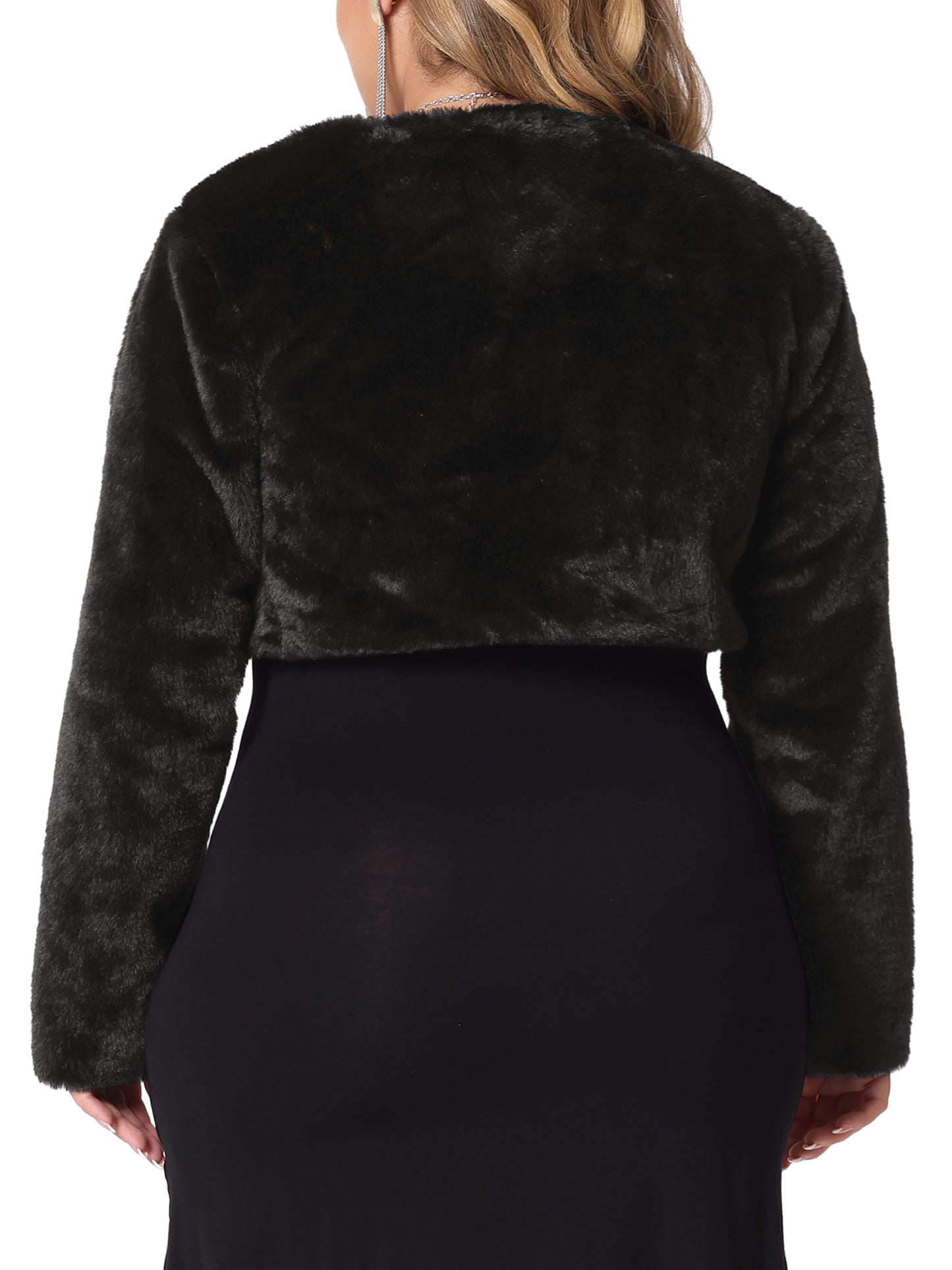 Chaqueta de boda de talla grande para mujer, con parte delantera abierta, de piel sintética, tipo bolero, abrigo corto