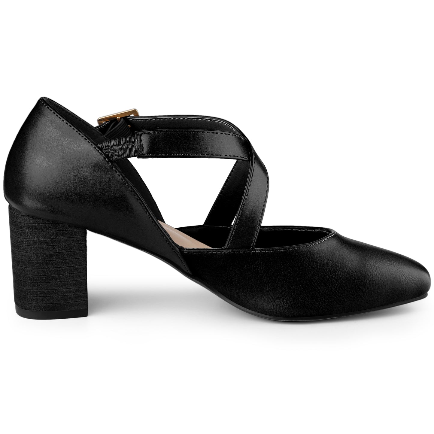 Zapatos de vestir Mary Jane con punta cuadrada y tiras cruzadas para mujer, tacones gruesos