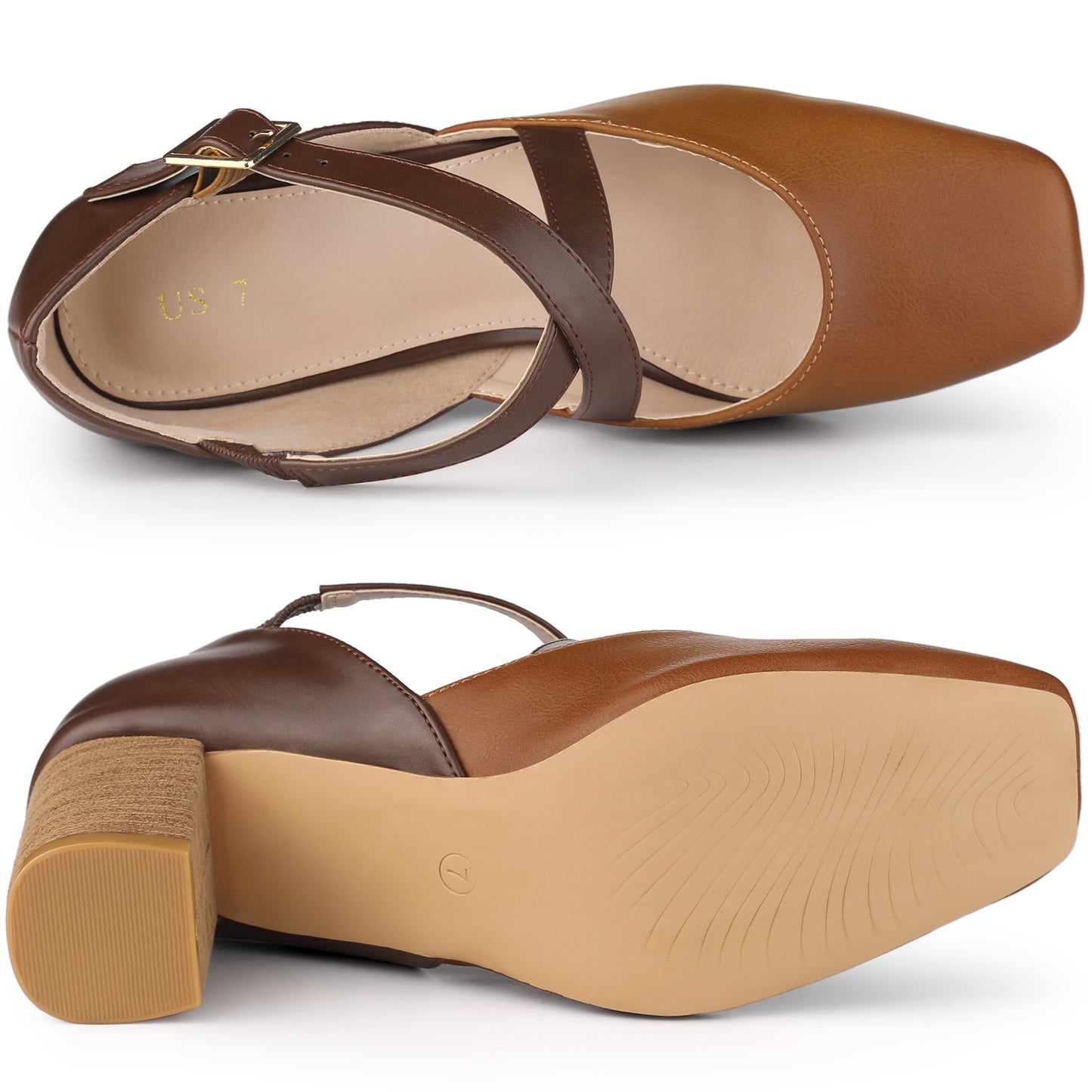 Zapatos de vestir Mary Jane con punta cuadrada y tiras cruzadas para mujer, tacones gruesos