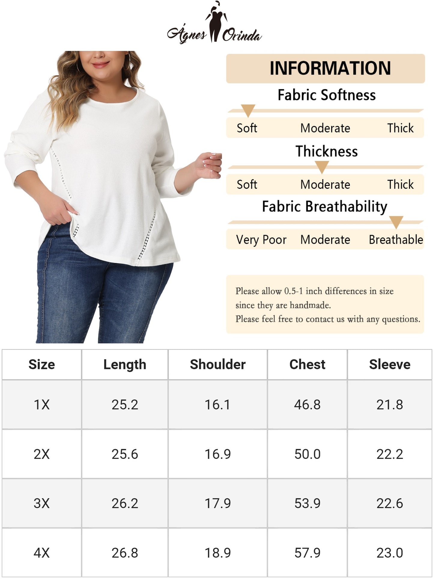 Women Plus Size Top Waffle Knit Shirt Causal Round Neck Top