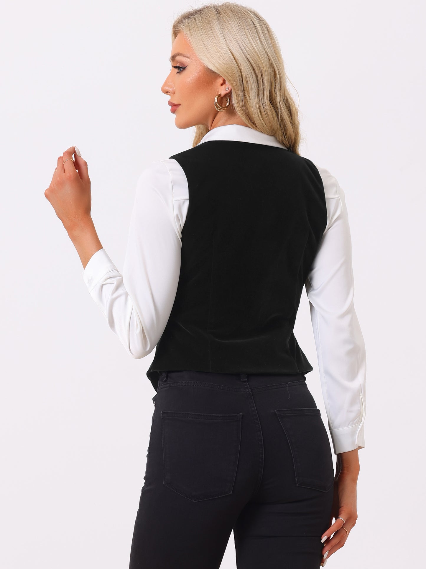 Women's Steampunk Waistcoat Velvet Button Down V-Neck Suit Vest