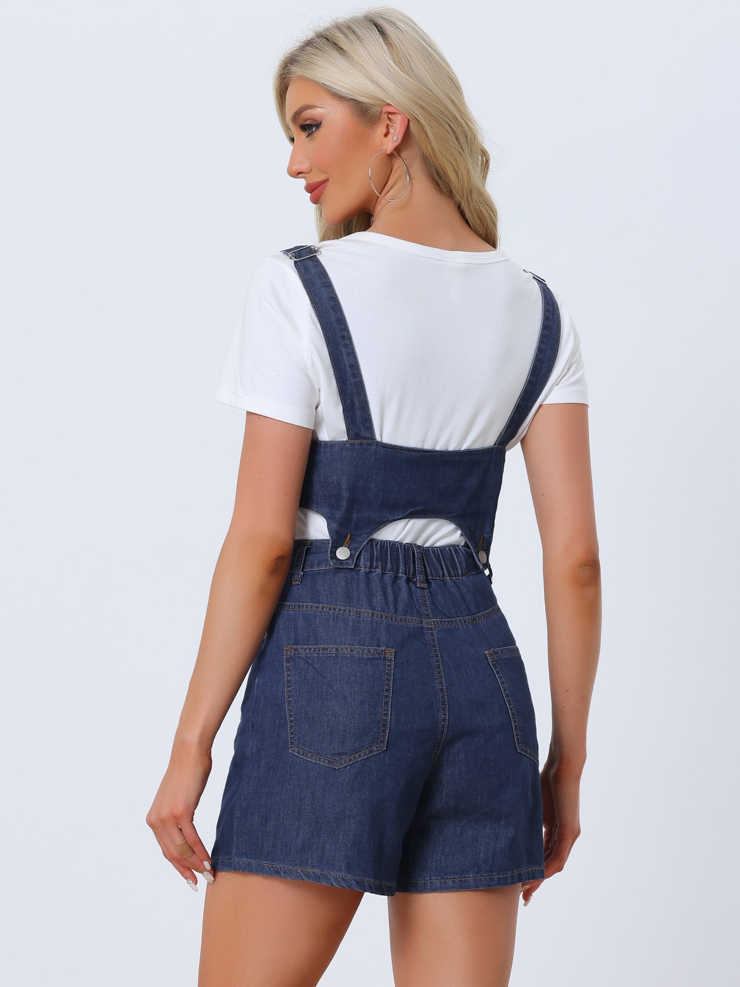 Women's Casual Sleeveless Detachable 2 Piece Set Short Jeans Jumpsuits Denim Romper