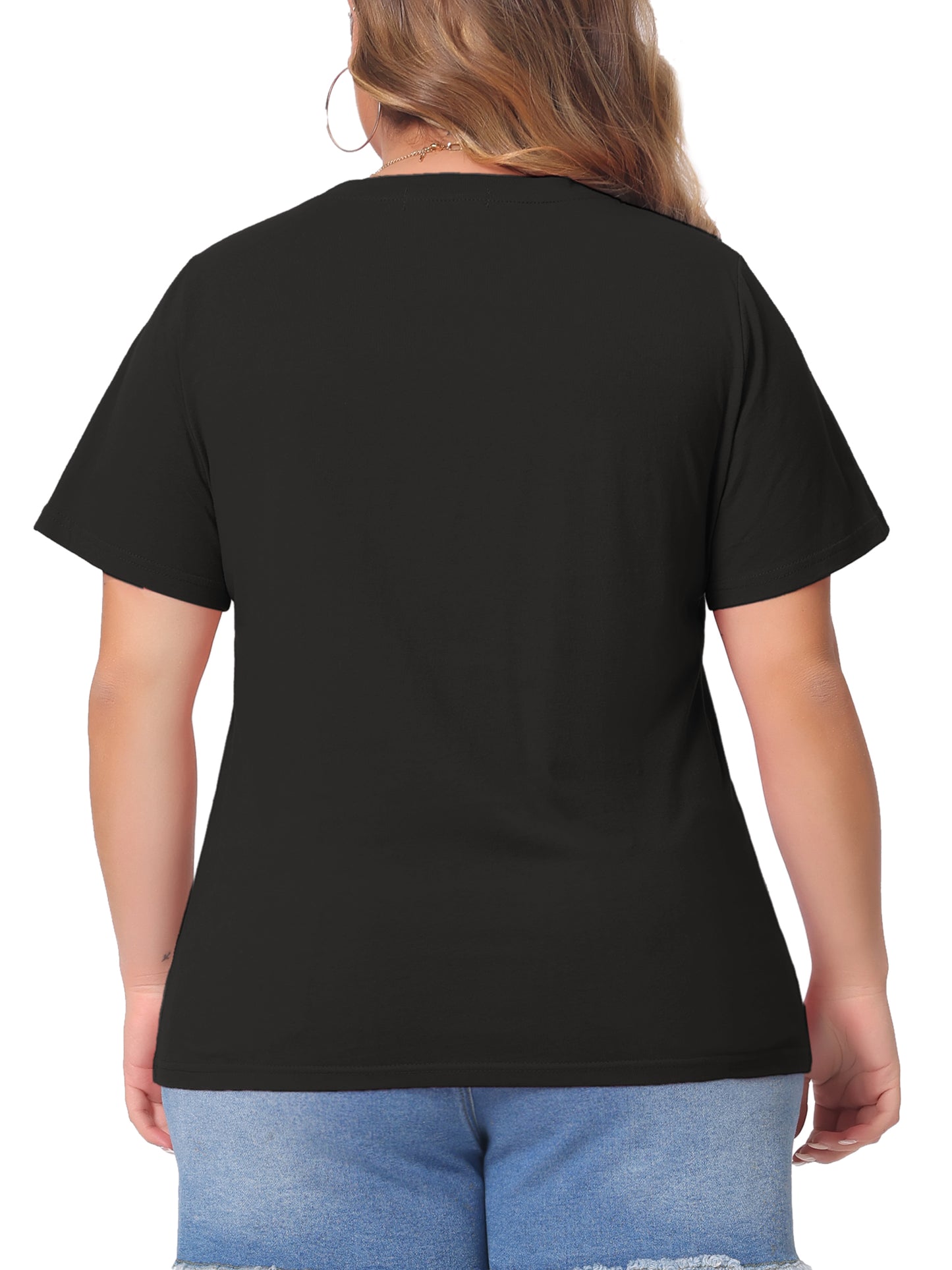 Women Plus Size T Shirt Short Sleeve V Neck Basic Casual Summer Top
