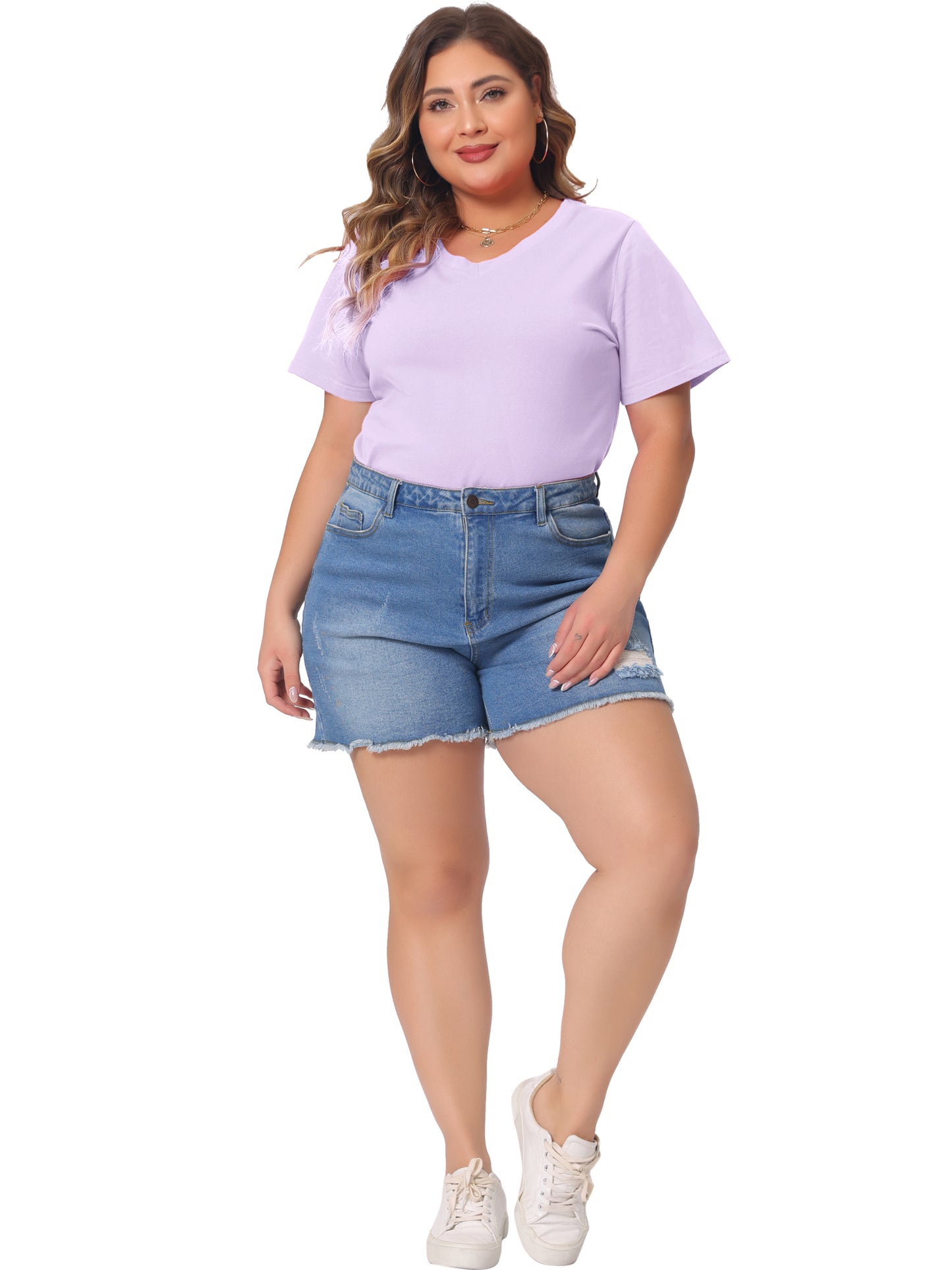Women Plus Size T Shirt Short Sleeve V Neck Basic Casual Summer Top