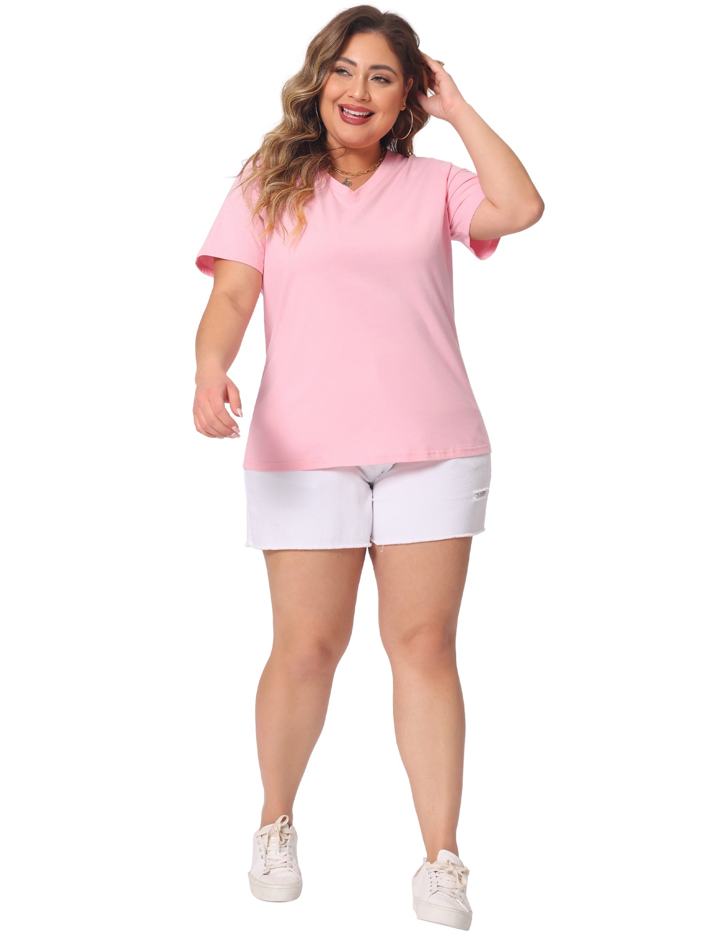 Women Plus Size T Shirt Short Sleeve V Neck Basic Casual Summer Top