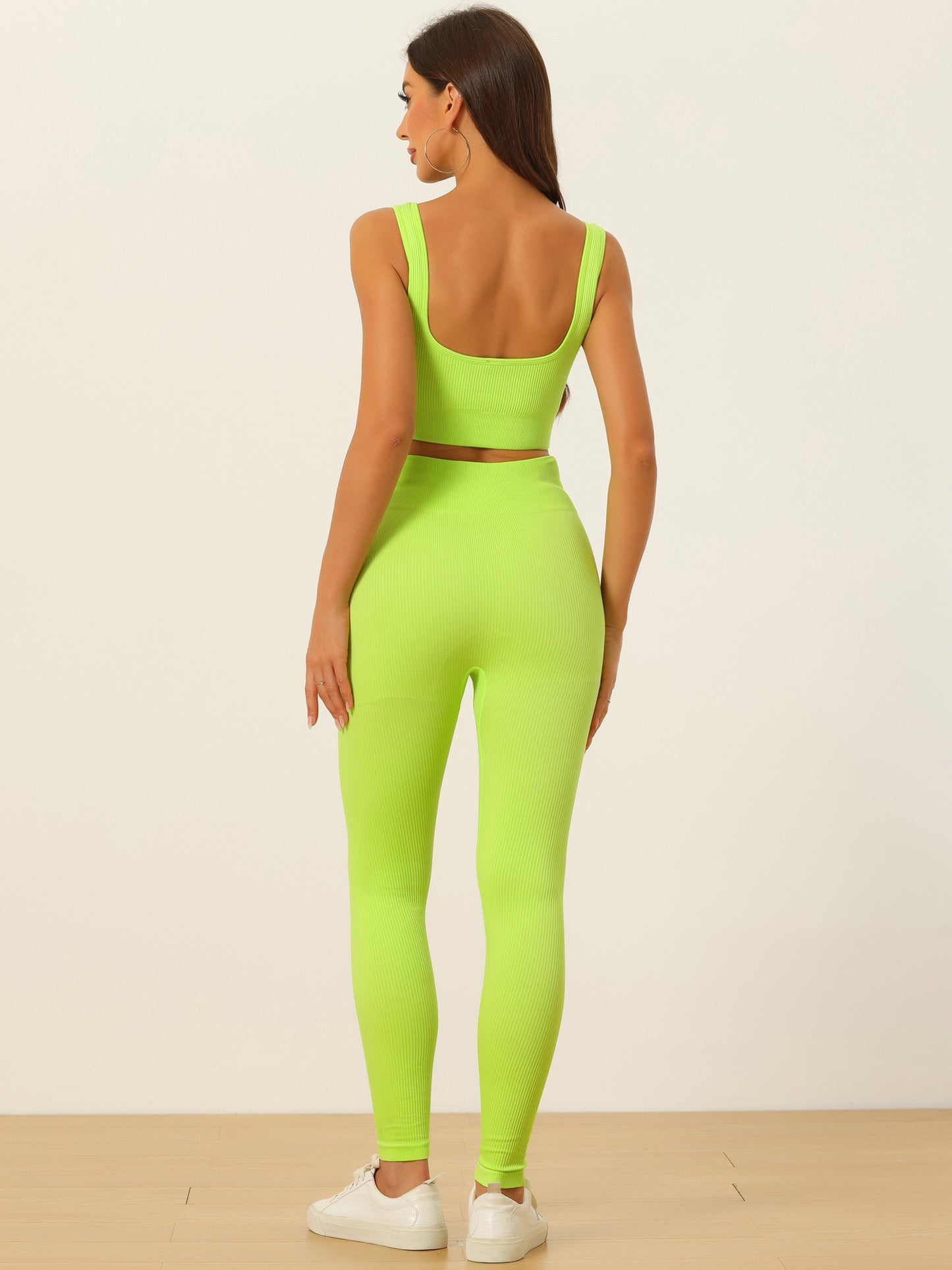 Women's 2 Pieces Workout Set High Waisted Leggings Seamless Sports Bra