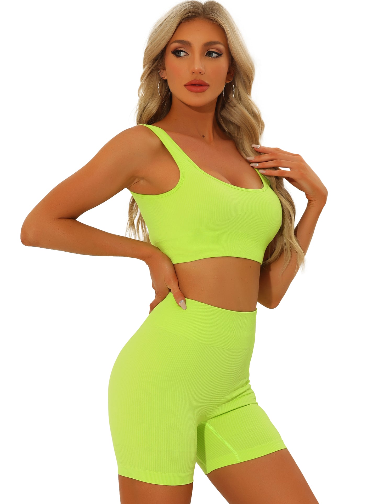 Women's Workout Sets Bra High Waisted Shorts Sets Gym Yoga Outfits
