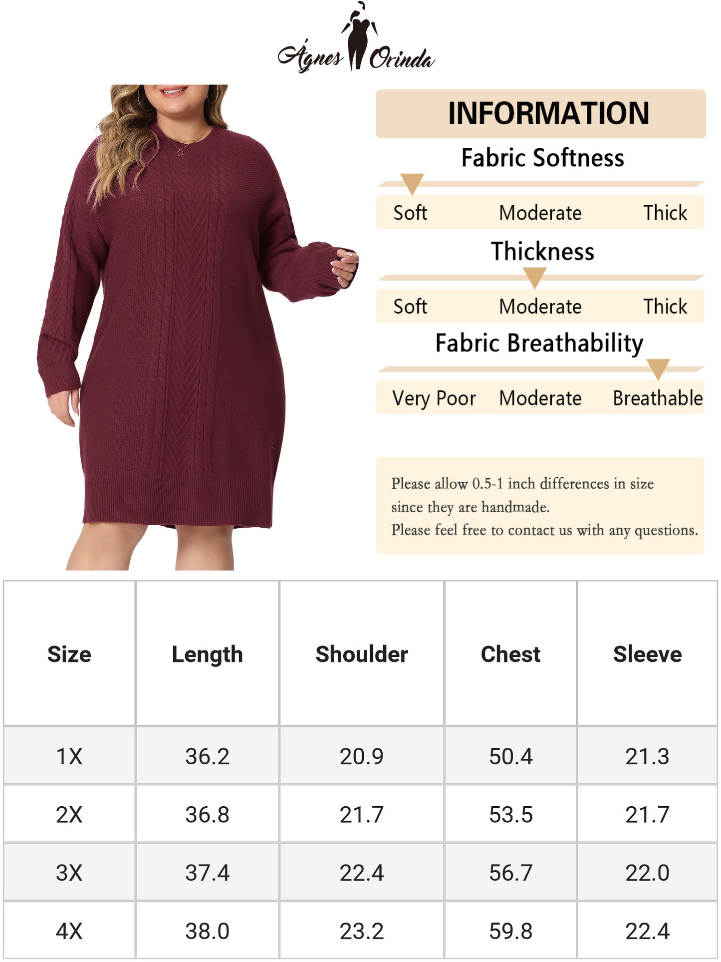Women Plus Size Fall Crewneck Long Sleeve Knit Tunic Pullover Short Sweater Dress
