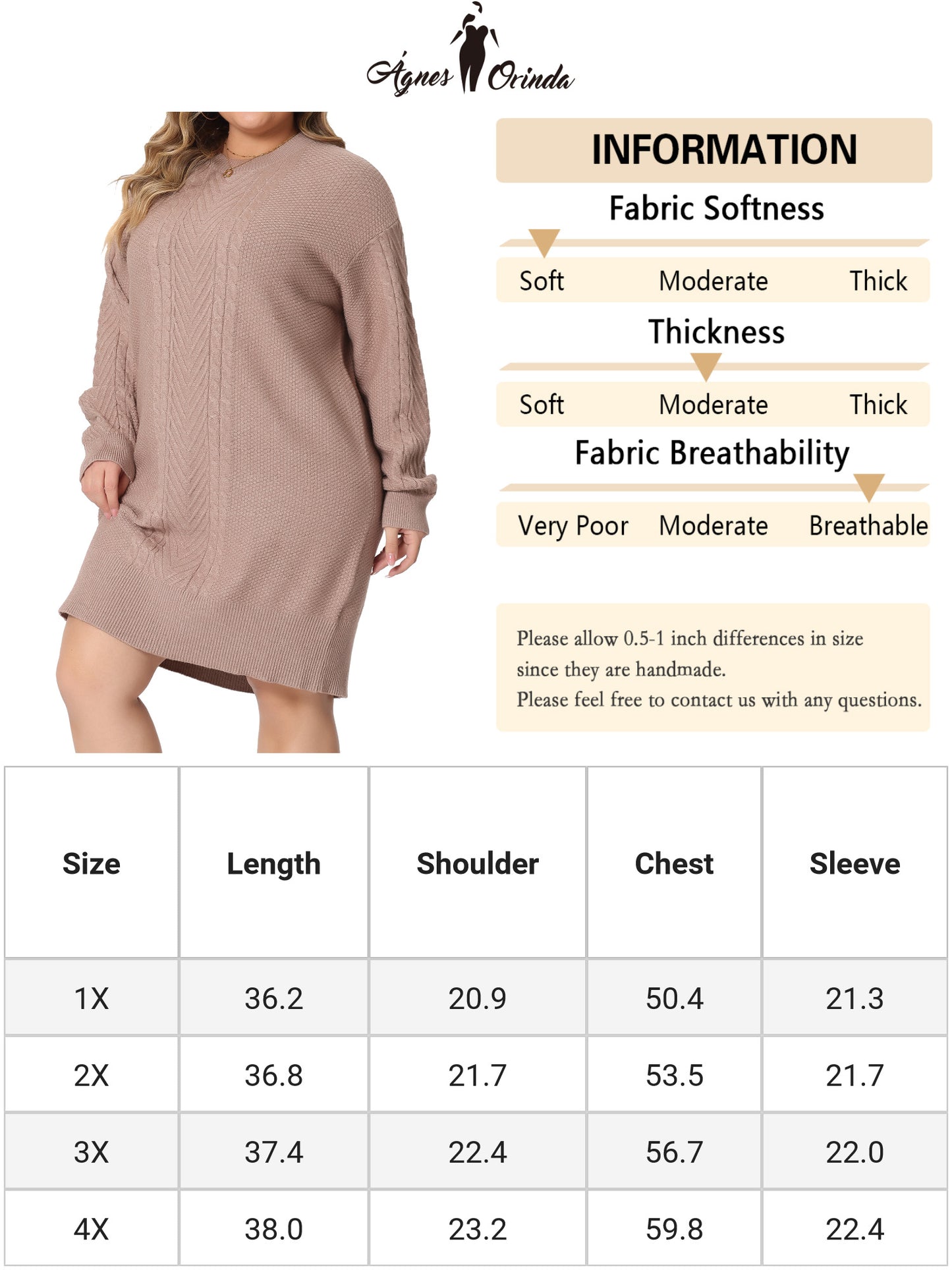 Vestido tipo suéter corto tipo túnica de punto con cuello redondo y manga larga para mujer, talla grande, para otoño