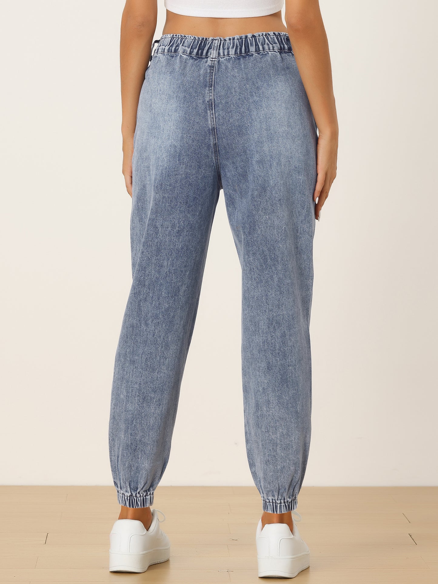 Women's Casual Ripped Distressed Cargo Denim Pants High Waisted Jogger Jeans