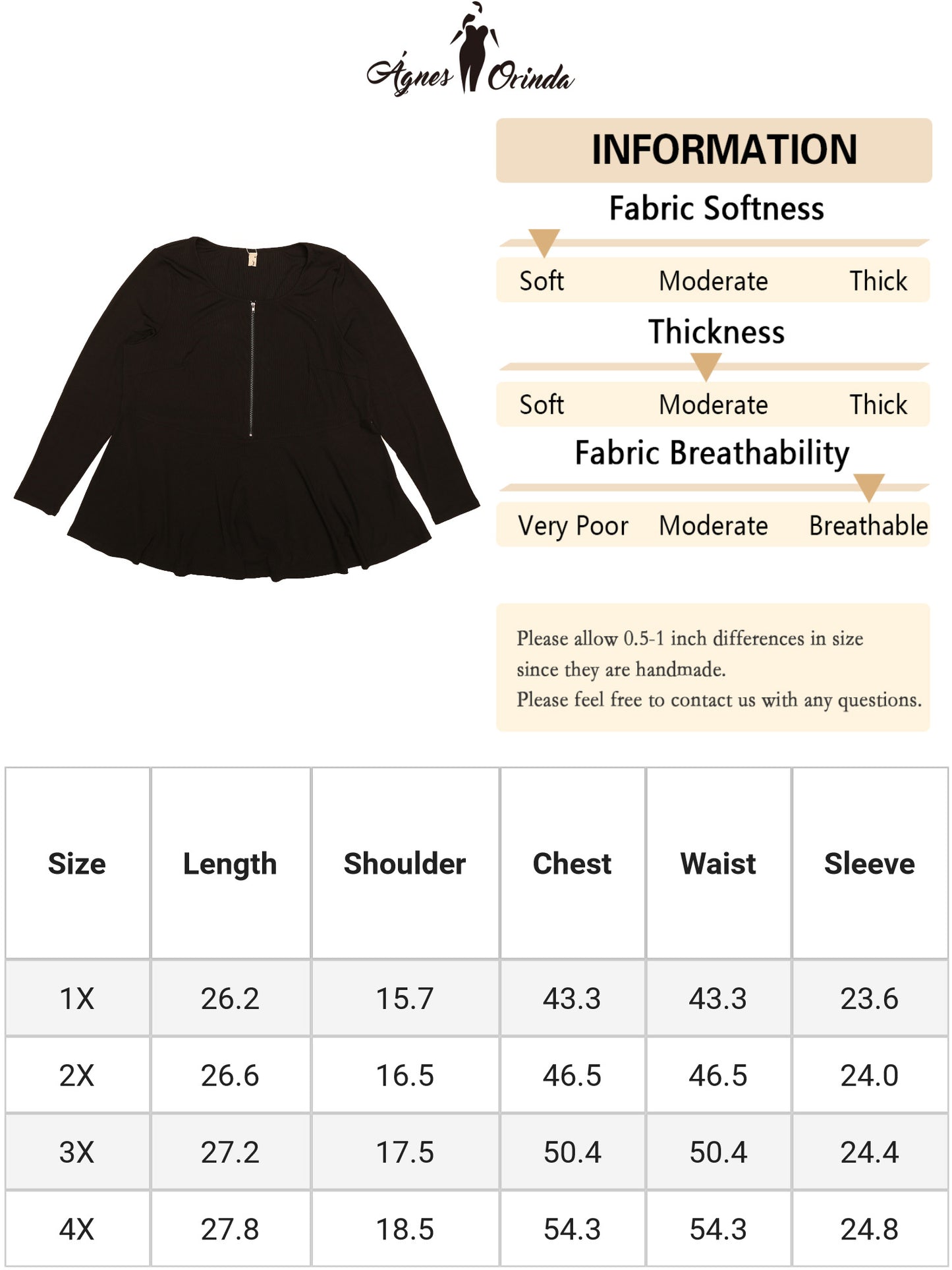 Women Plus Size Blouse Long Sleeve Half Zip Up Low Cut Ruffle Babydoll Peplum Top