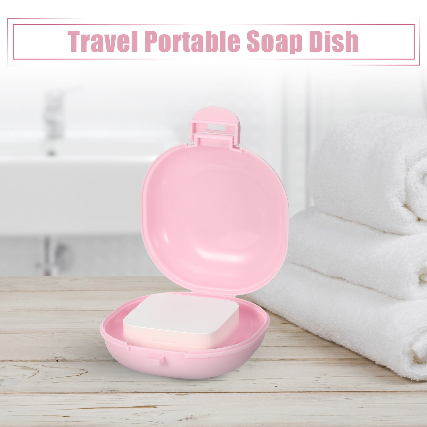 Travel Soap Dish, Plastic Portable Soap Box 3.58"x3.46" Pink
