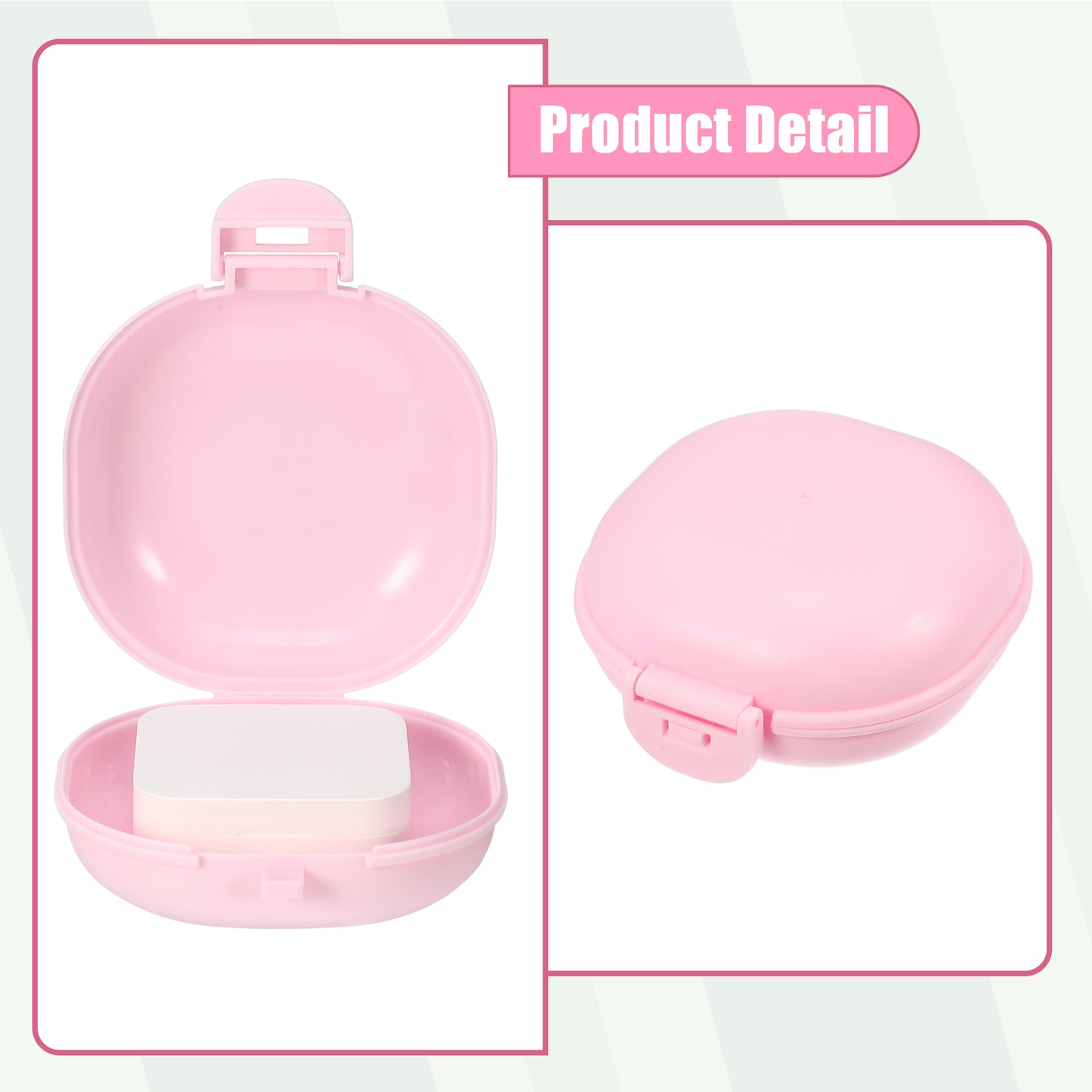 Travel Soap Dish, Plastic Portable Soap Box 3.58"x3.46" Pink