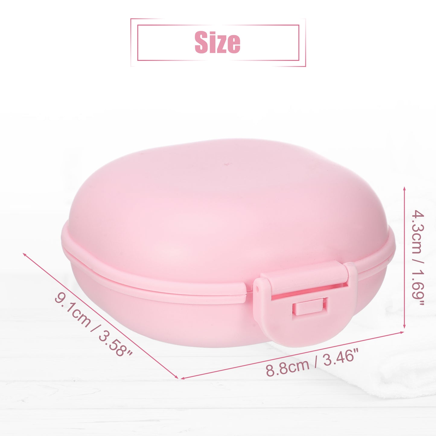 Travel Soap Dish, Plastic Portable Soap Box 3.58"x3.46" Pink