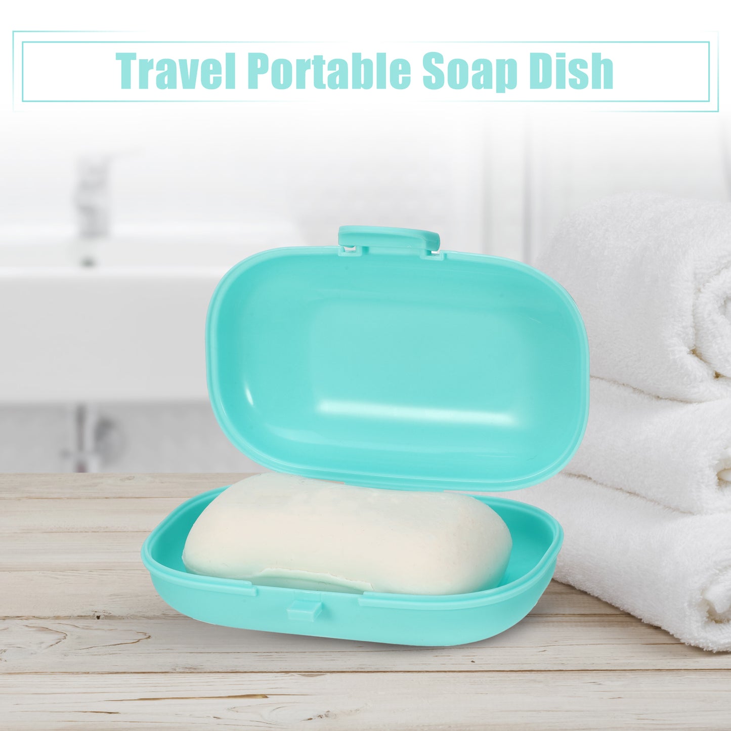 Travel Soap Dish, Plastic Portable Soap Box Box 4.80"x3.07" Blue