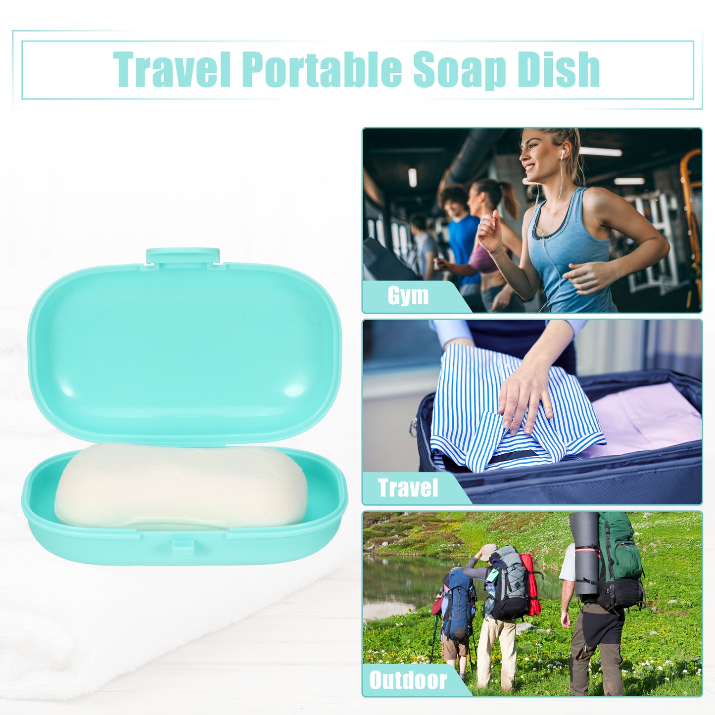 Travel Soap Dish, Plastic Portable Soap Box Box 4.80"x3.07" Blue