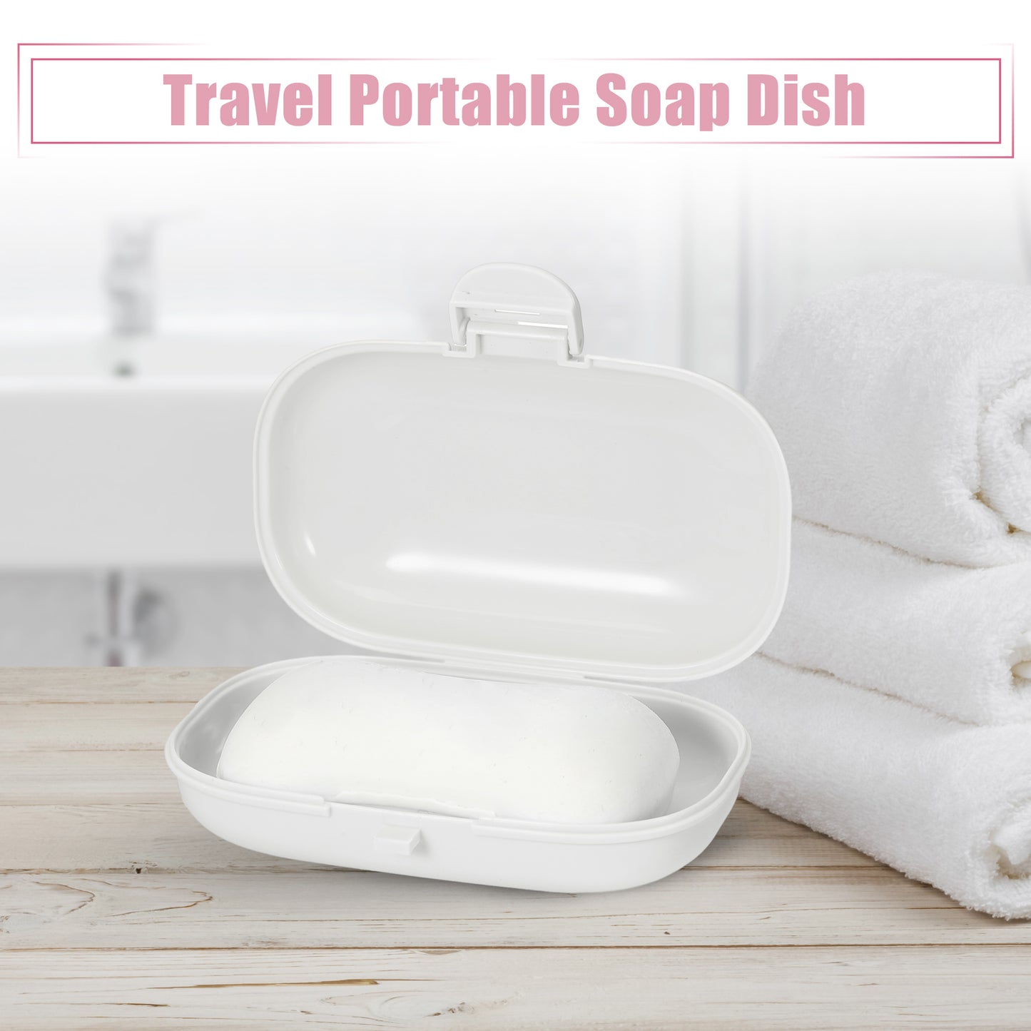Travel Soap Dish, Plastic Portable Soap Box Box 4.80"x3.07" White