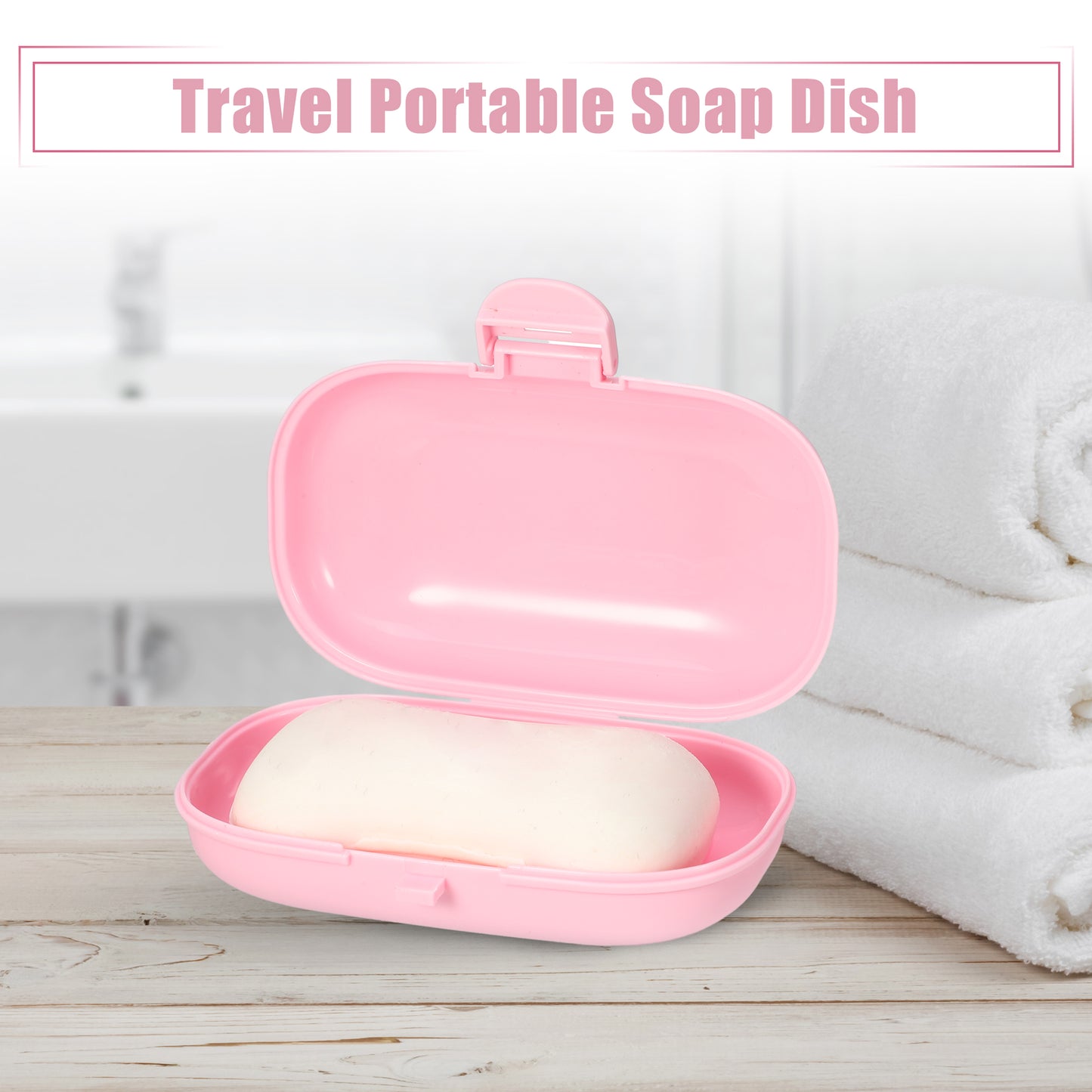Travel Soap Dish, Plastic Portable Soap Box Box 4.80"x3.07" Pink