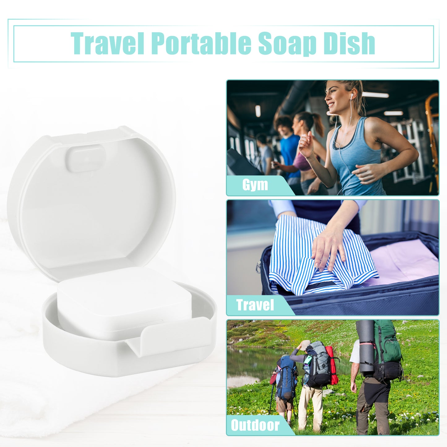Travel Soap Dish, Portable Soap Storage Box 3.27"x2.91" White
