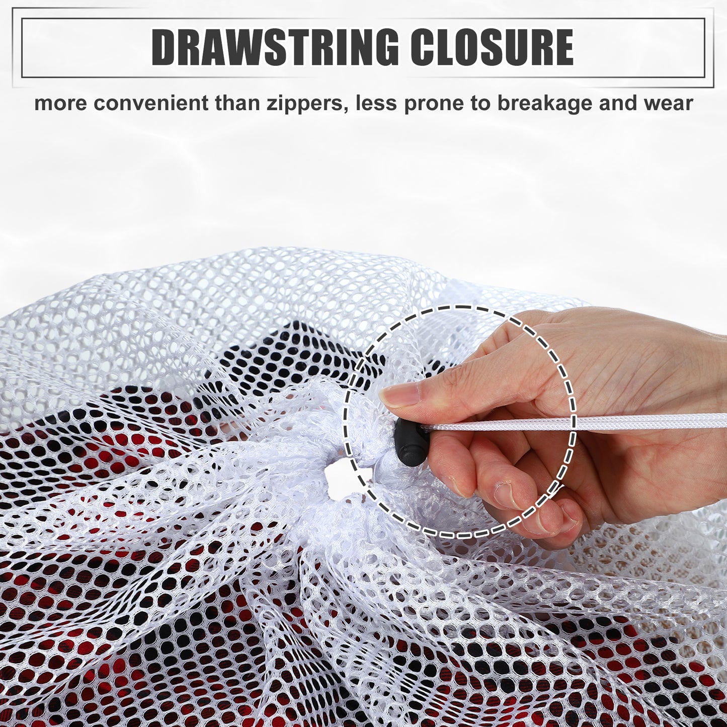 1 Set Laundry Bags, Coarse Mesh Wash Bags with Drawstring White