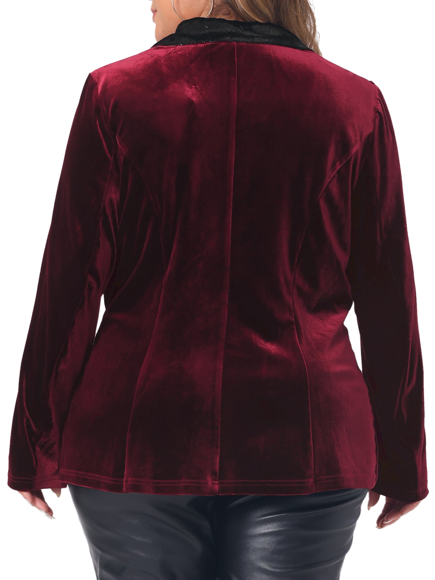Women Plus Size Velvet Blazer Jacket Evening Sparkle Party Suit Blazers with Pockets