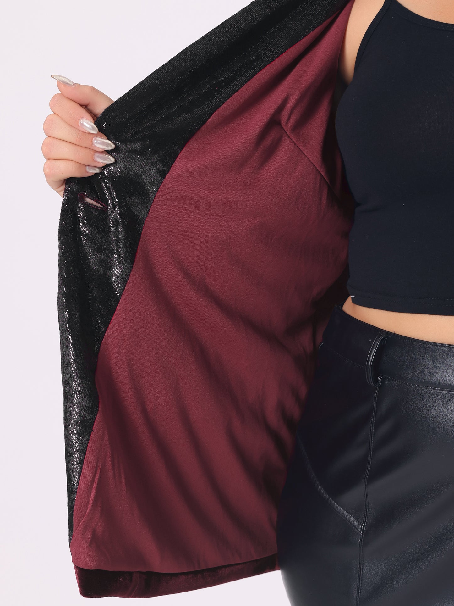 Women Plus Size Velvet Blazer Jacket Evening Sparkle Party Suit Blazers with Pockets
