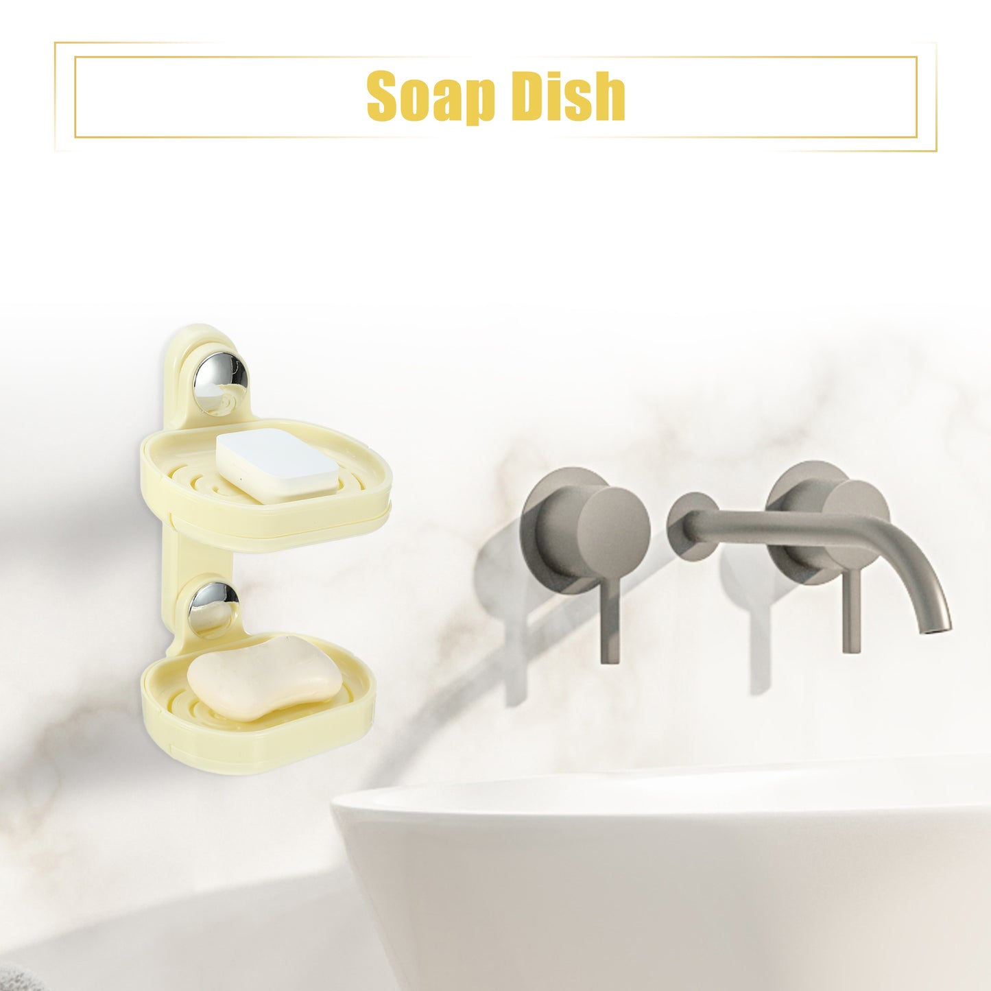 Jabonera de pared de doble capa para baño y cocina, color beige