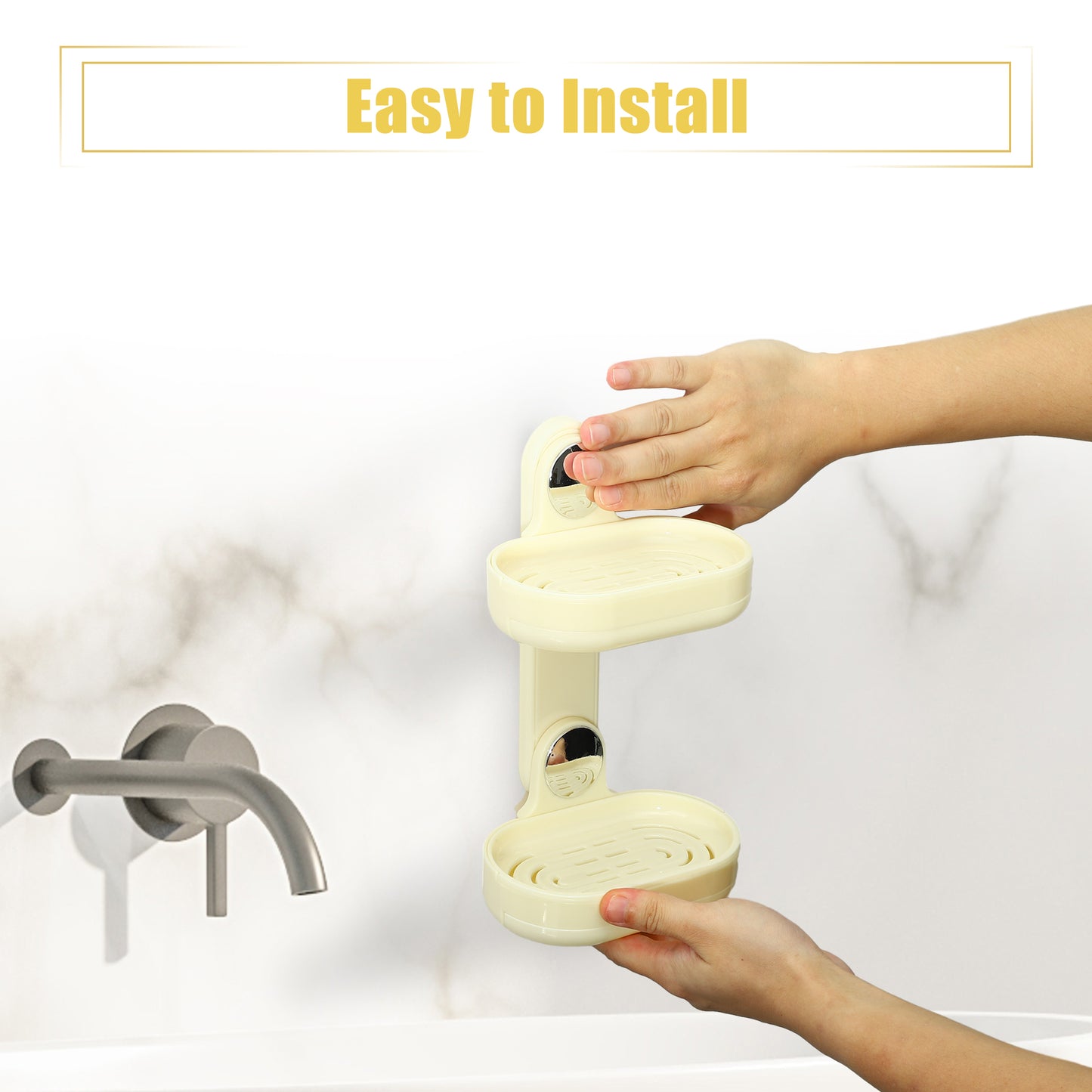 Jabonera de pared de doble capa para baño y cocina, color beige
