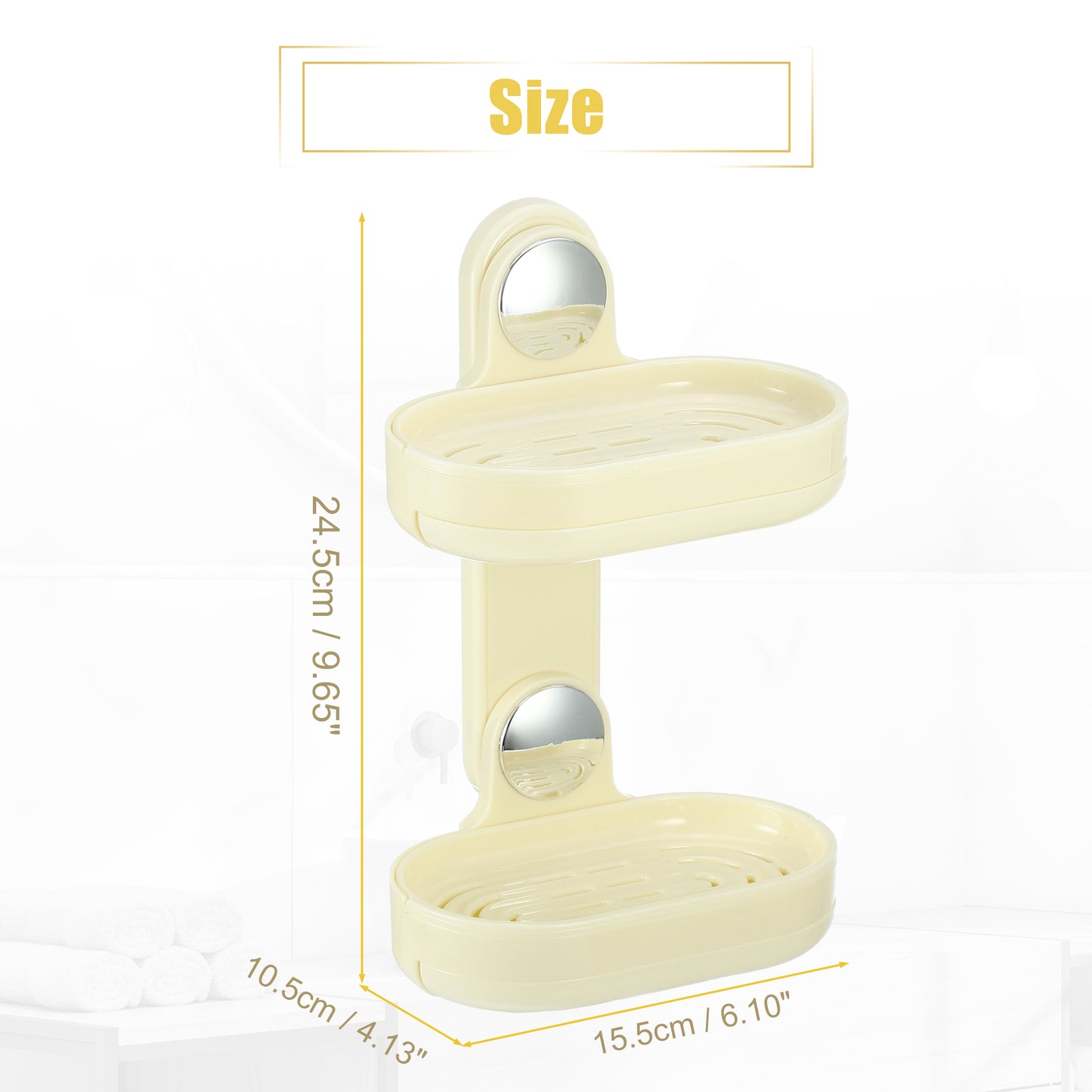 Jabonera de pared de doble capa para baño y cocina, color beige