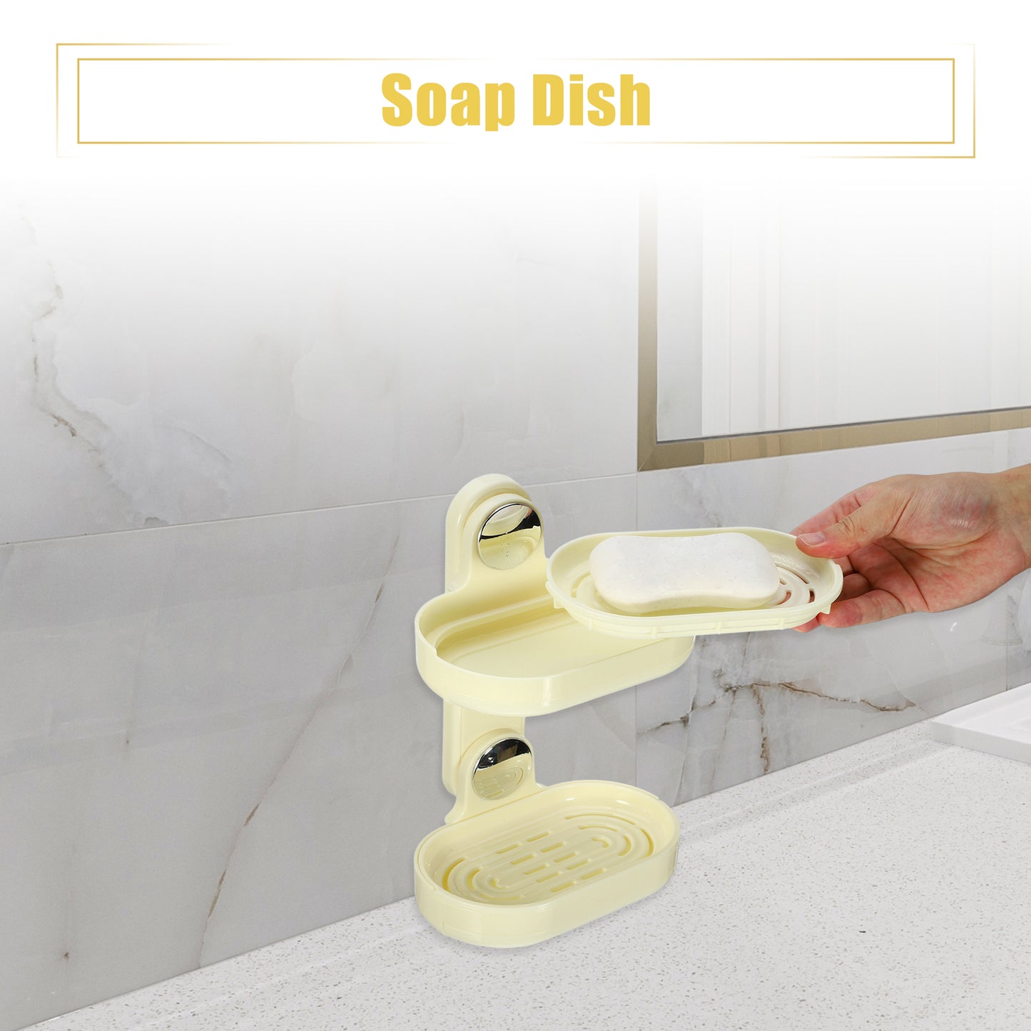 Jabonera de pared de doble capa para baño y cocina, color beige