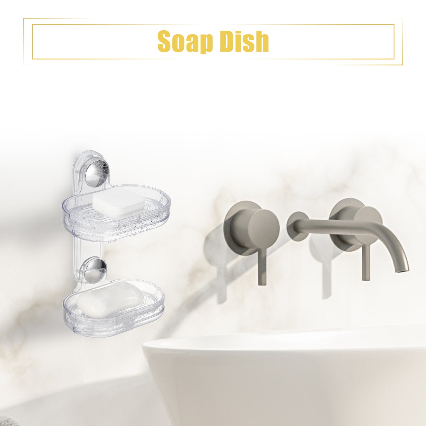 Double Layer Soap Holder Wall Mounted Soap Dish for Bathroom Kitchen Clear