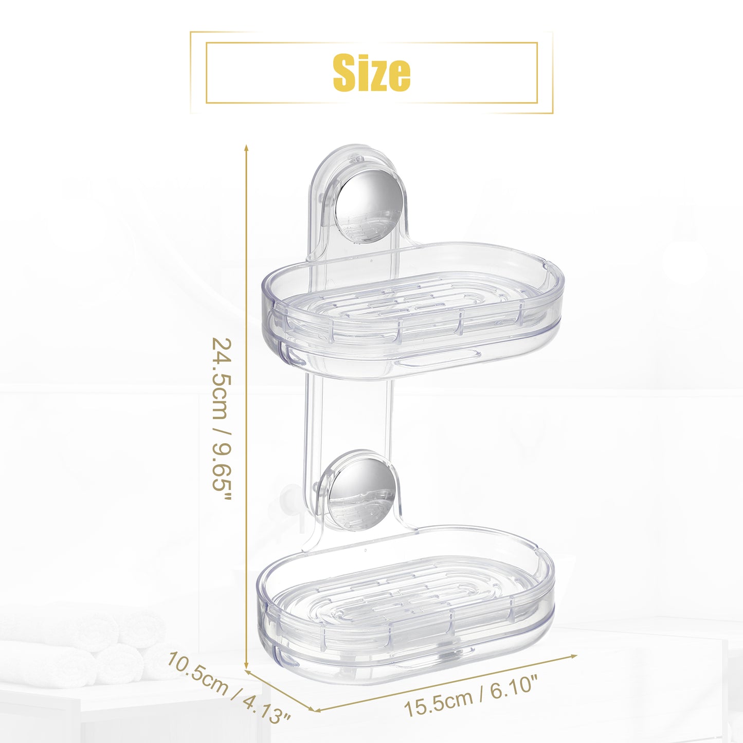 Double Layer Soap Holder Wall Mounted Soap Dish for Bathroom Kitchen Clear
